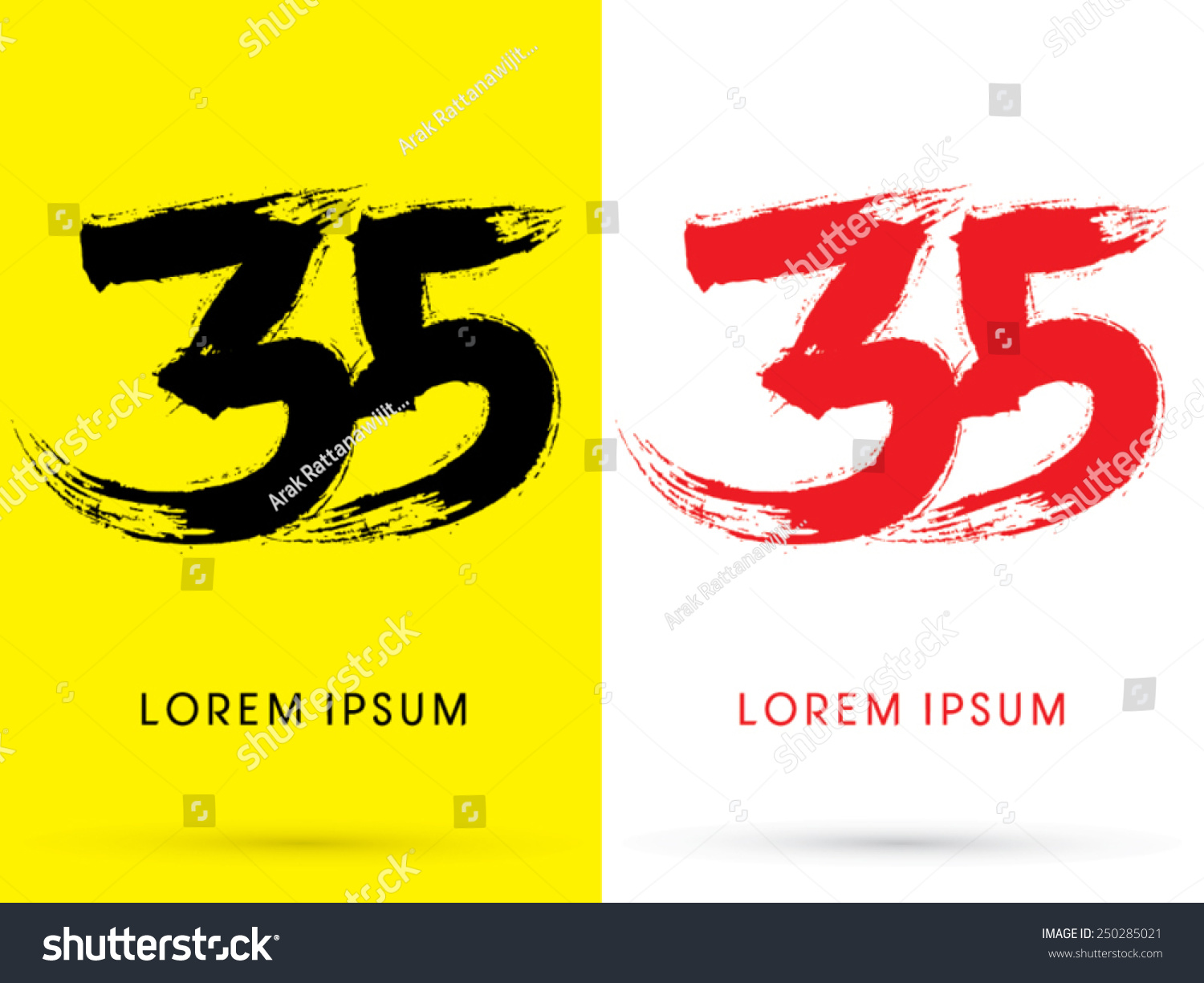 SVG of 35 ,Number,Chinese brush grunge font ,designed using black and red brush handwriting, logo, symbol, icon, graphic, vector. svg