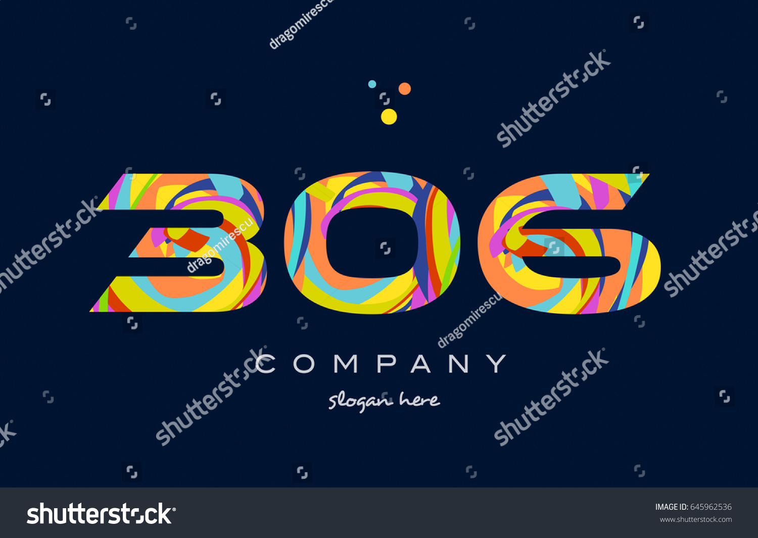 SVG of 306 number digit numeral logo colored colorful rainbow acrylic modern creative vector icon design template svg