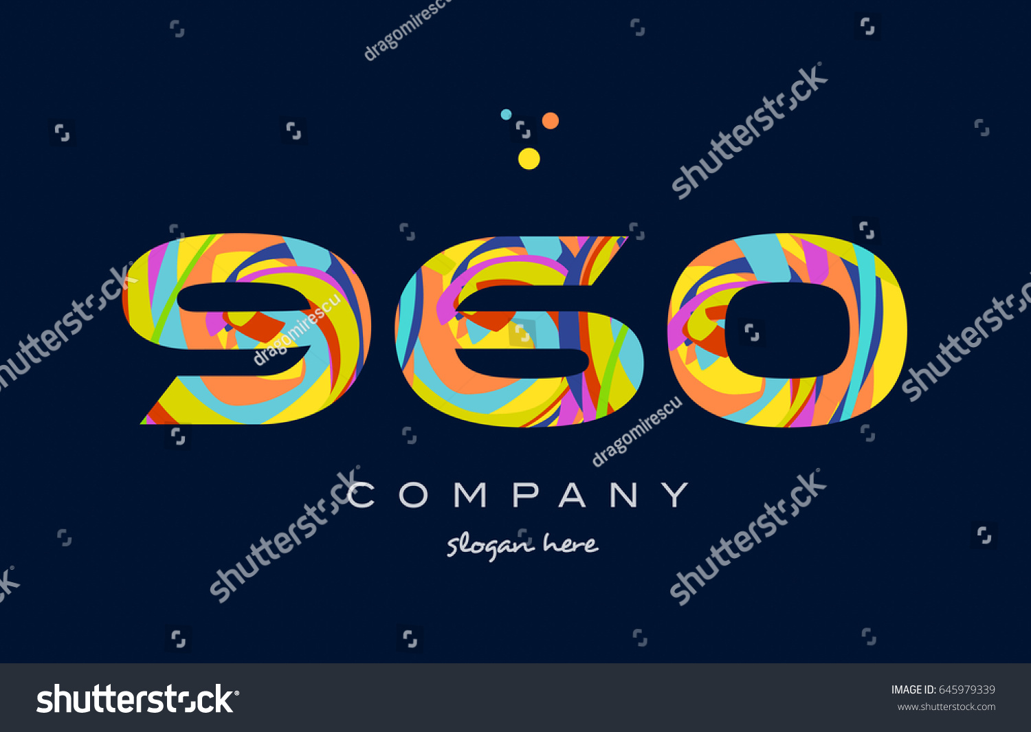 960 Number Digit Numeral Logo Colored Stock Vector Royalty Free 645979339