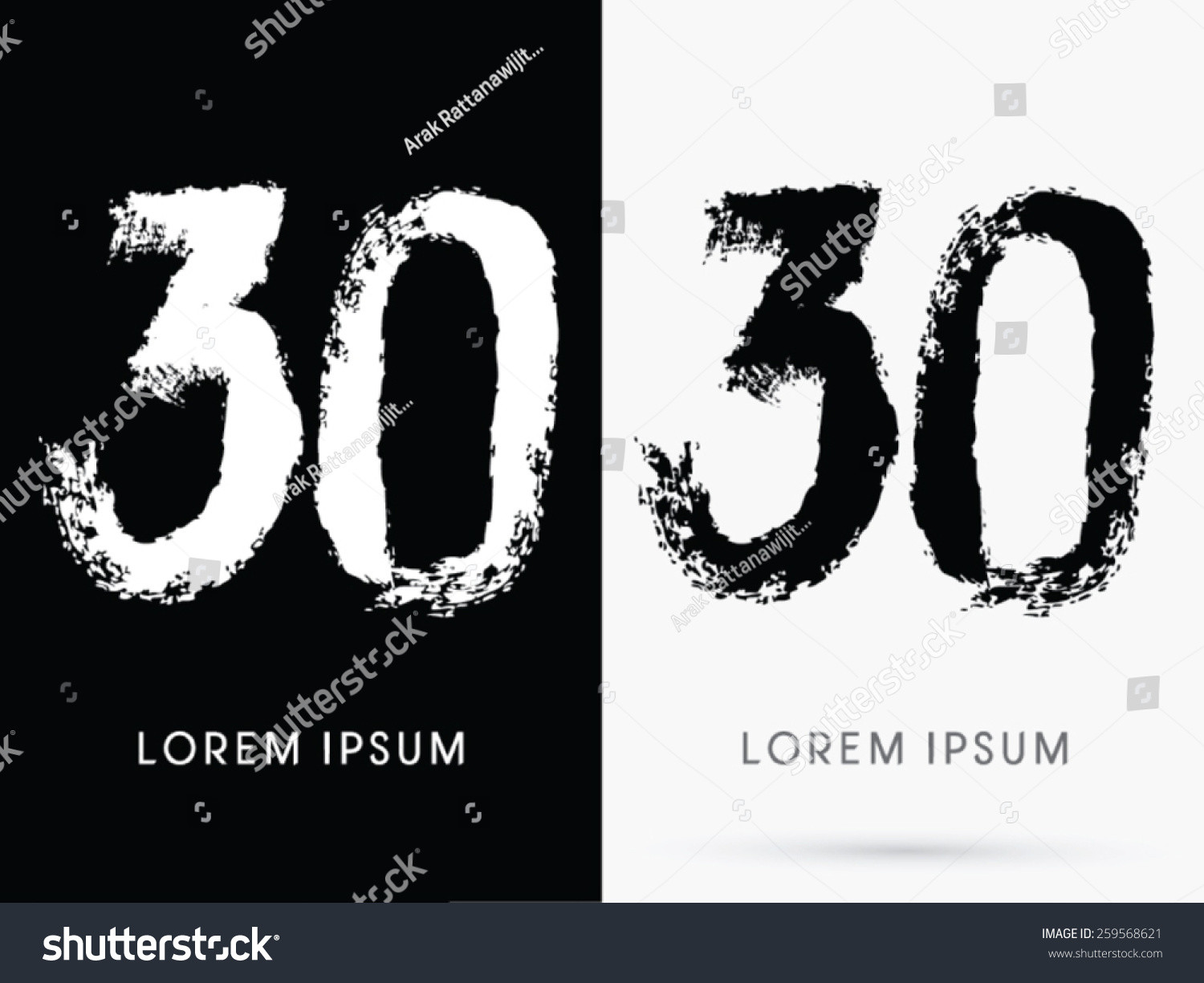 SVG of 30 ,Number ,grunge brush freestyle font, designed using black and white handwriting line shape, logo, symbol, icon, graphic, vector. svg