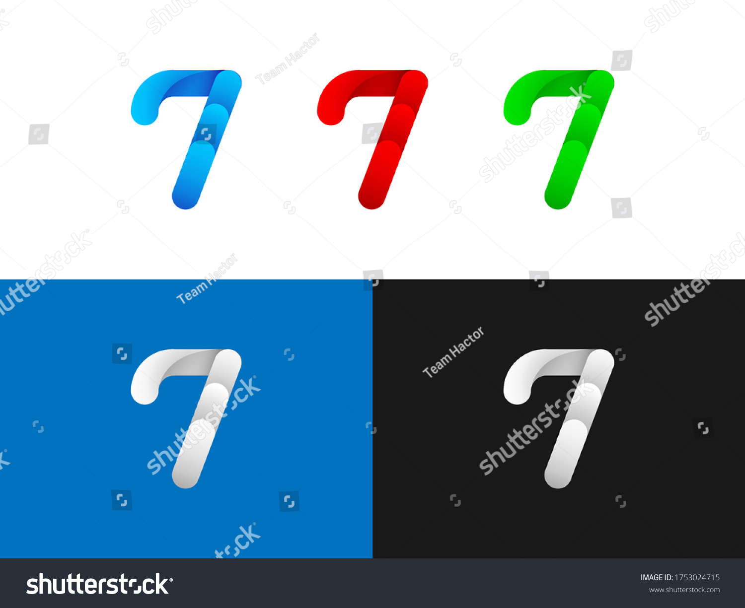 7 Number Logo Design White Red Stock Vector (Royalty Free) 1753024715