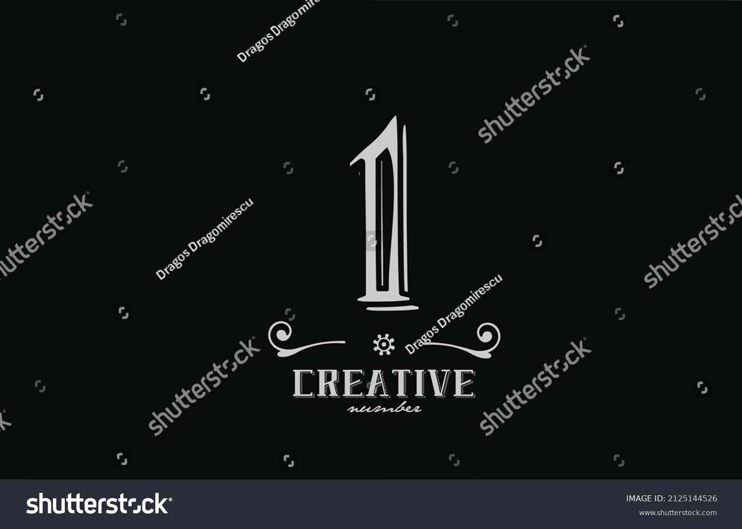 1 Number Logo Icon Black White Stock Vector (Royalty Free) 2125144526