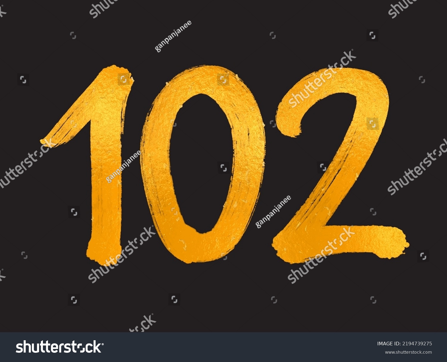 SVG of 102 Number logo vector illustration, 102 Years Anniversary Celebration Vector Template,  102th birthday, Gold Lettering Numbers brush drawing hand drawn sketch, number logo design for print, t shirt svg