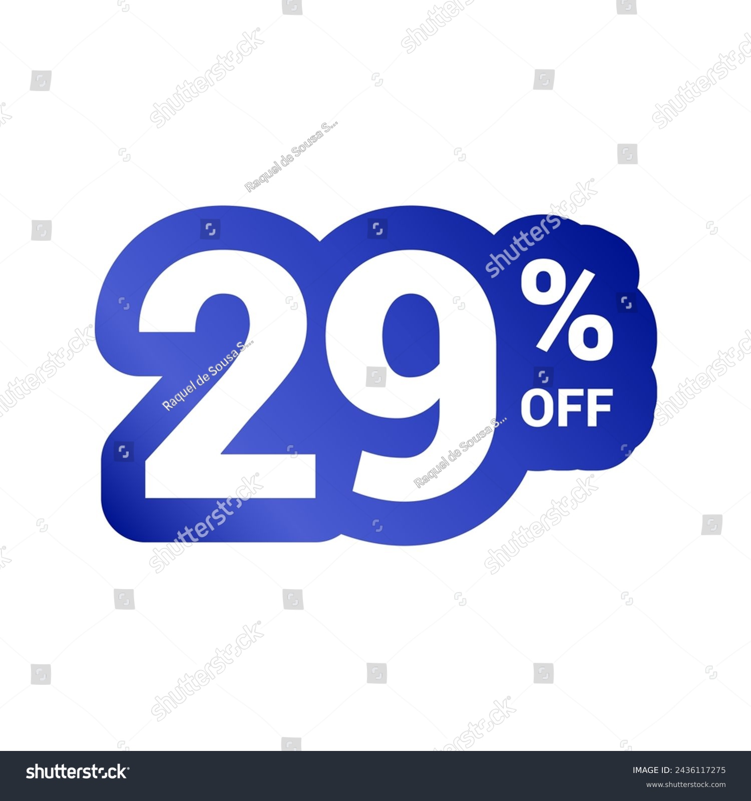 SVG of 29% off. Discount number of percent sign in white and blue colors. Twenty nine percent of discount. Symbol tag vector badge template. Sale offer price sign. svg