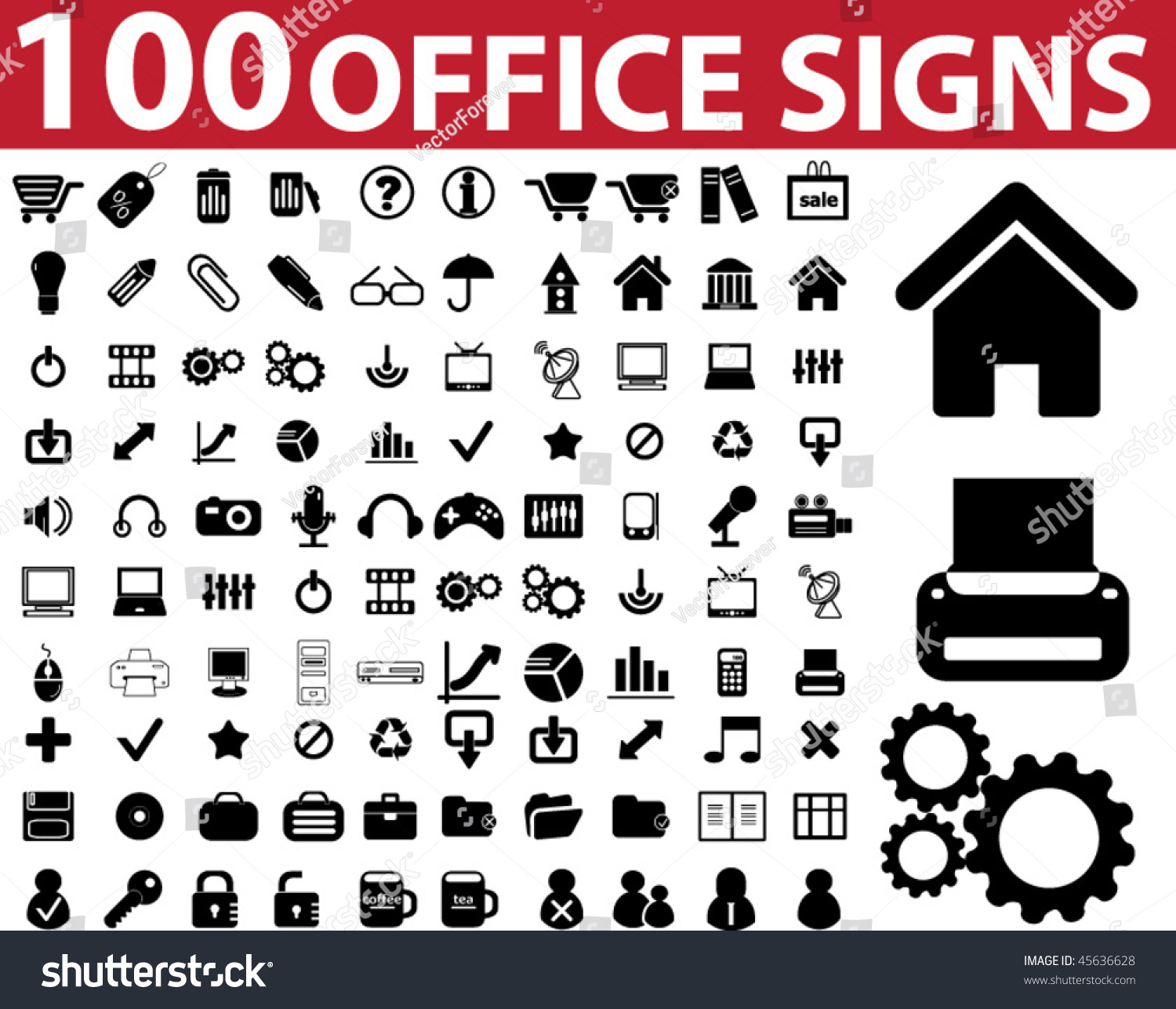 100 Office Signs Vector Stock Vector (Royalty Free) 45636628 | Shutterstock