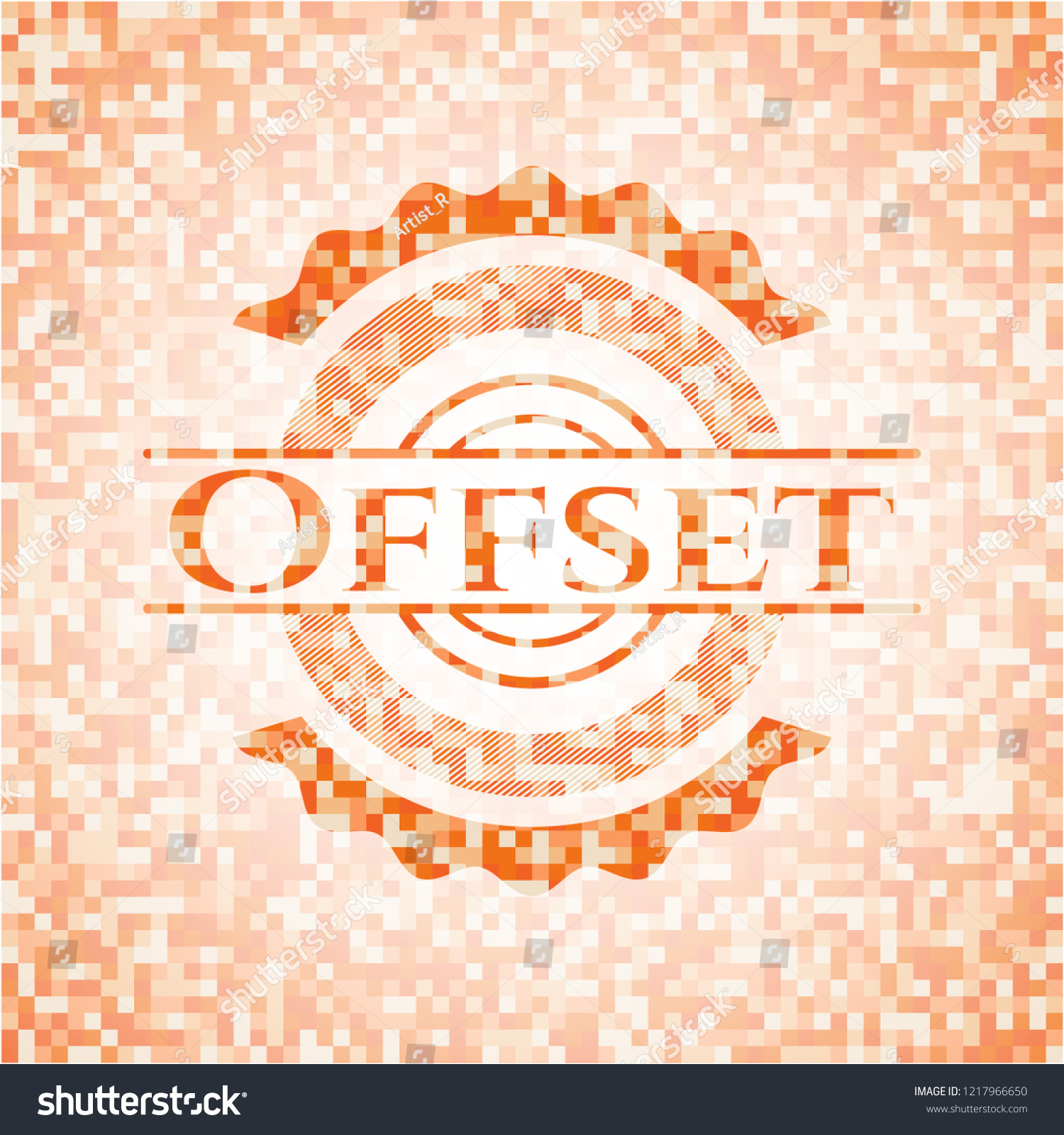 Offset Orange Mosaic Emblem Background Stock Vector Royalty Free