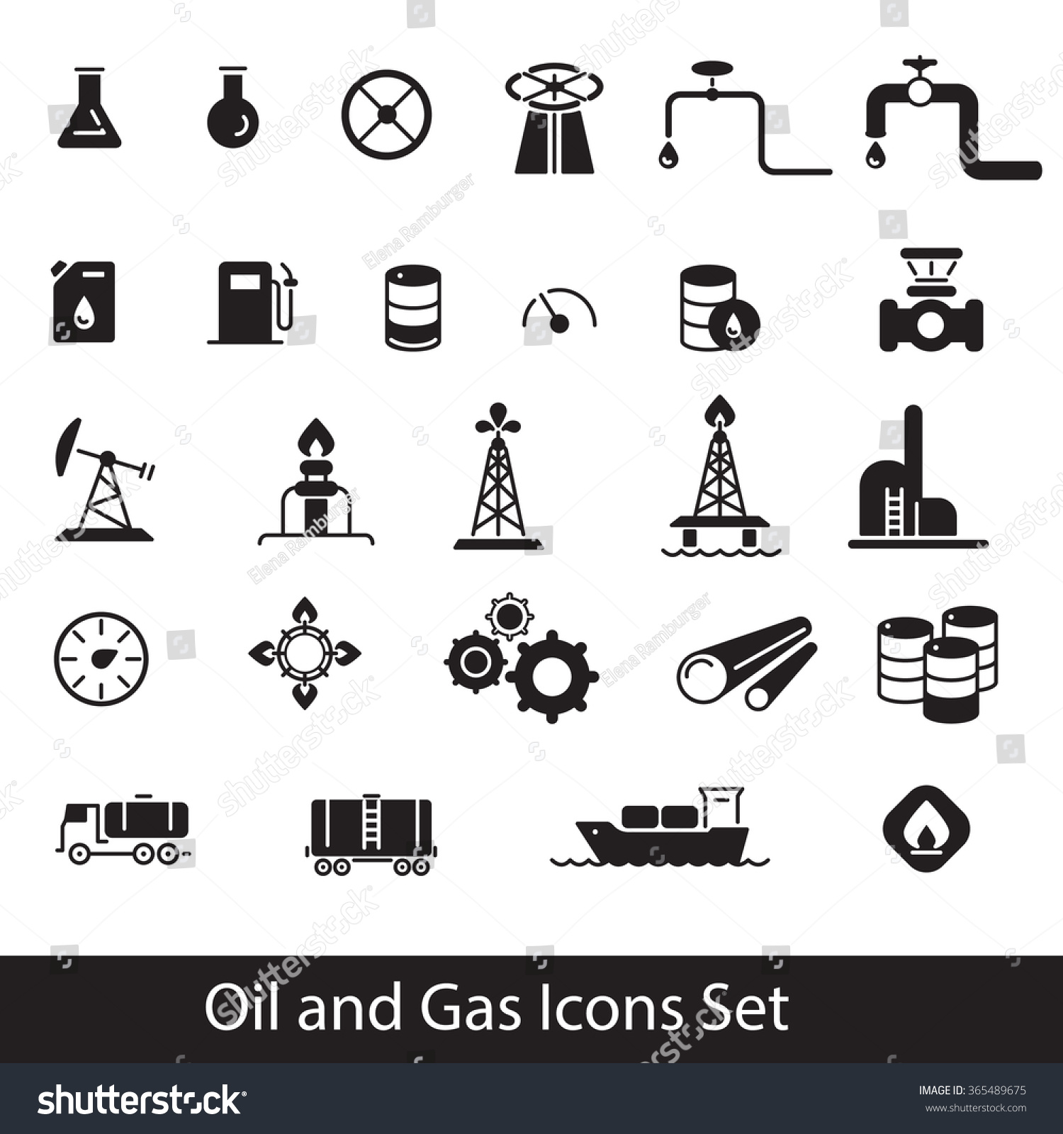 Oil Gas Industry Icons Set Black Stock Vector (Royalty Free) 365489675 ...