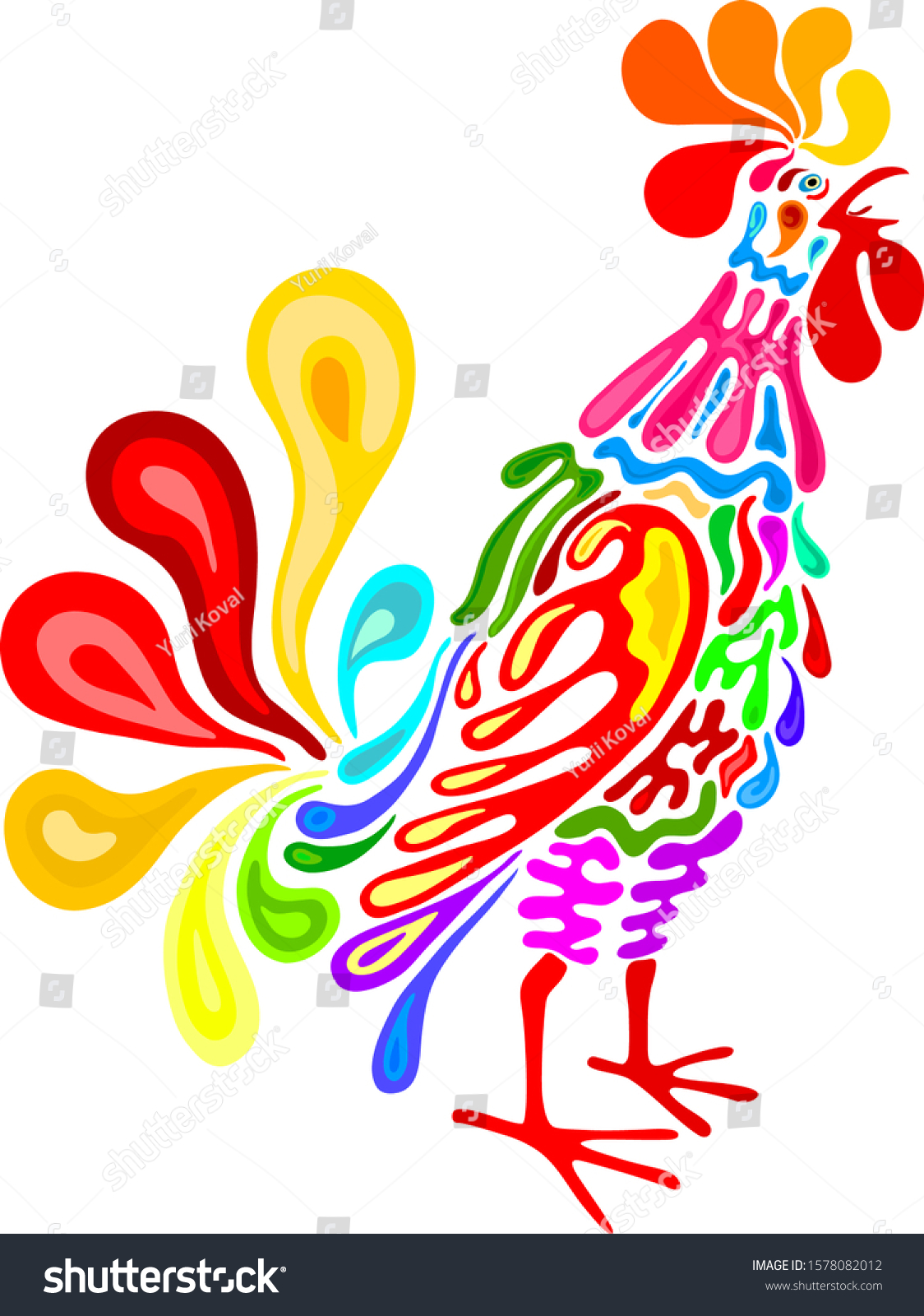 SVG of Сolorful rooster welcomes the morning sun. Сrow. Cock-a-doodle-doo! Decorative vector drawing. svg