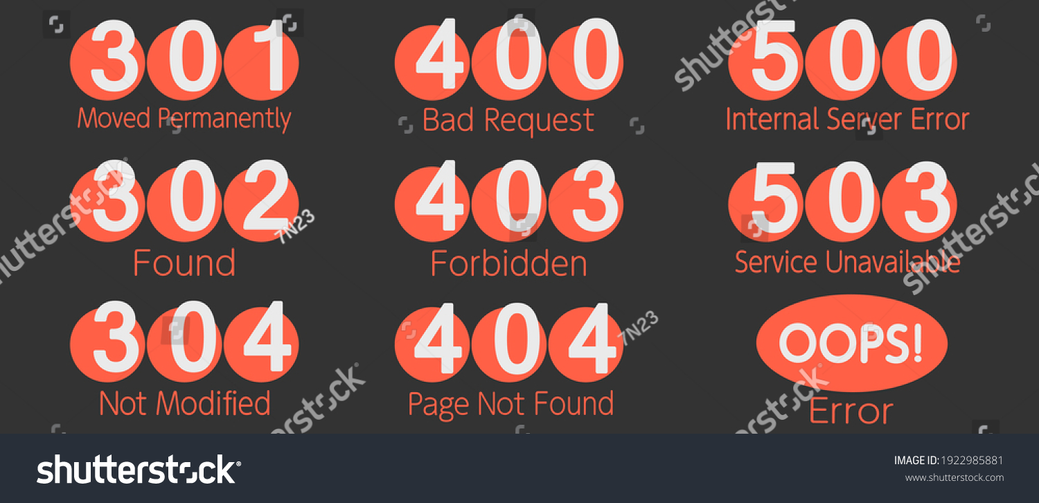 SVG of 301 302 304 400 403 404 500 503 oops! Error code collection
Black background EPS10 Editable svg
