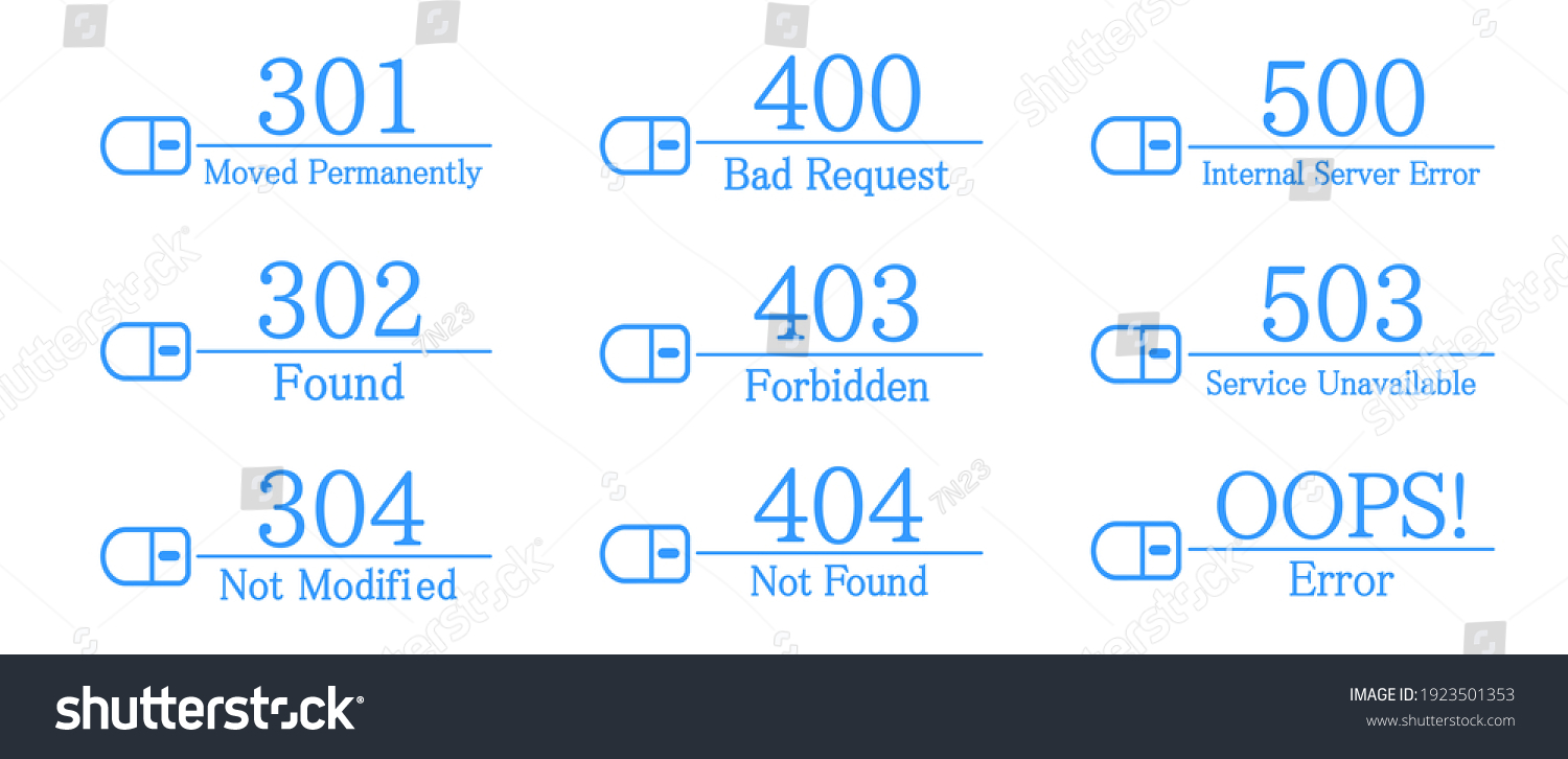 SVG of 301 302 304 400 403 404 500 503 oops! Error code collection
Blue font EPS10 Editable svg