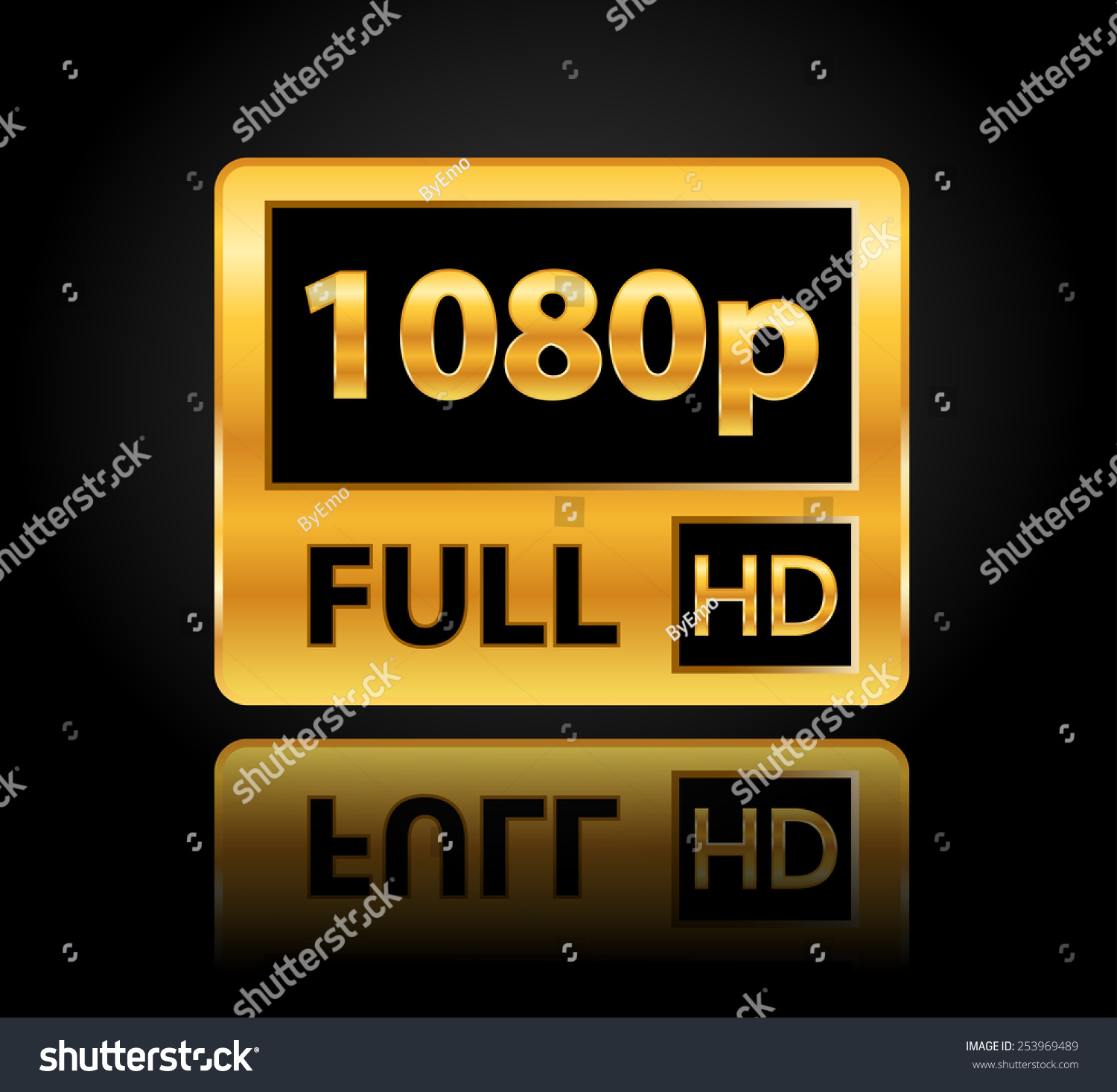 1080p Full Hd Sign Reflection Stock Vector 253969489 - Shutterstock