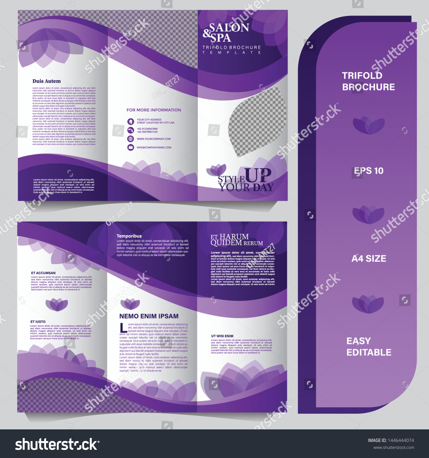 20 Page Salon Spa Trifold Brochure Stock Vector (Royalty Free With 6 Sided Brochure Template