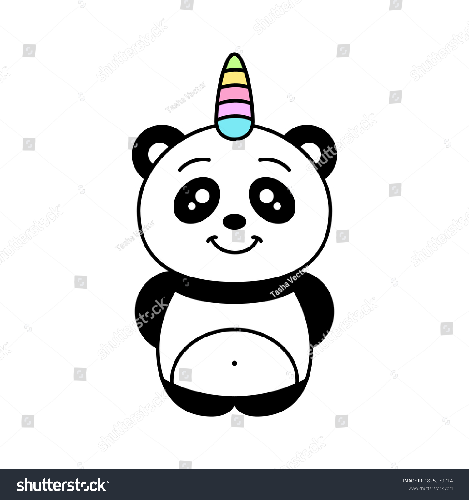 Panda Unicorn Cartoon Character Funny Kawaii Stock Vector (Royalty Free ...