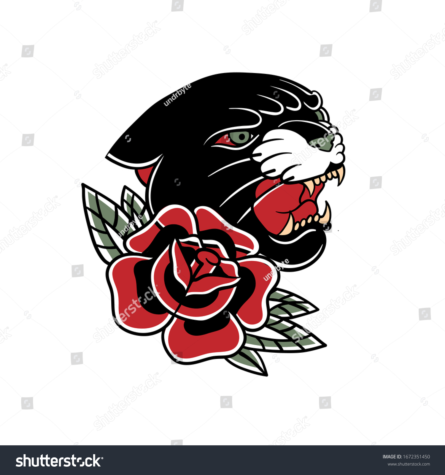 classic panther tattoo flash