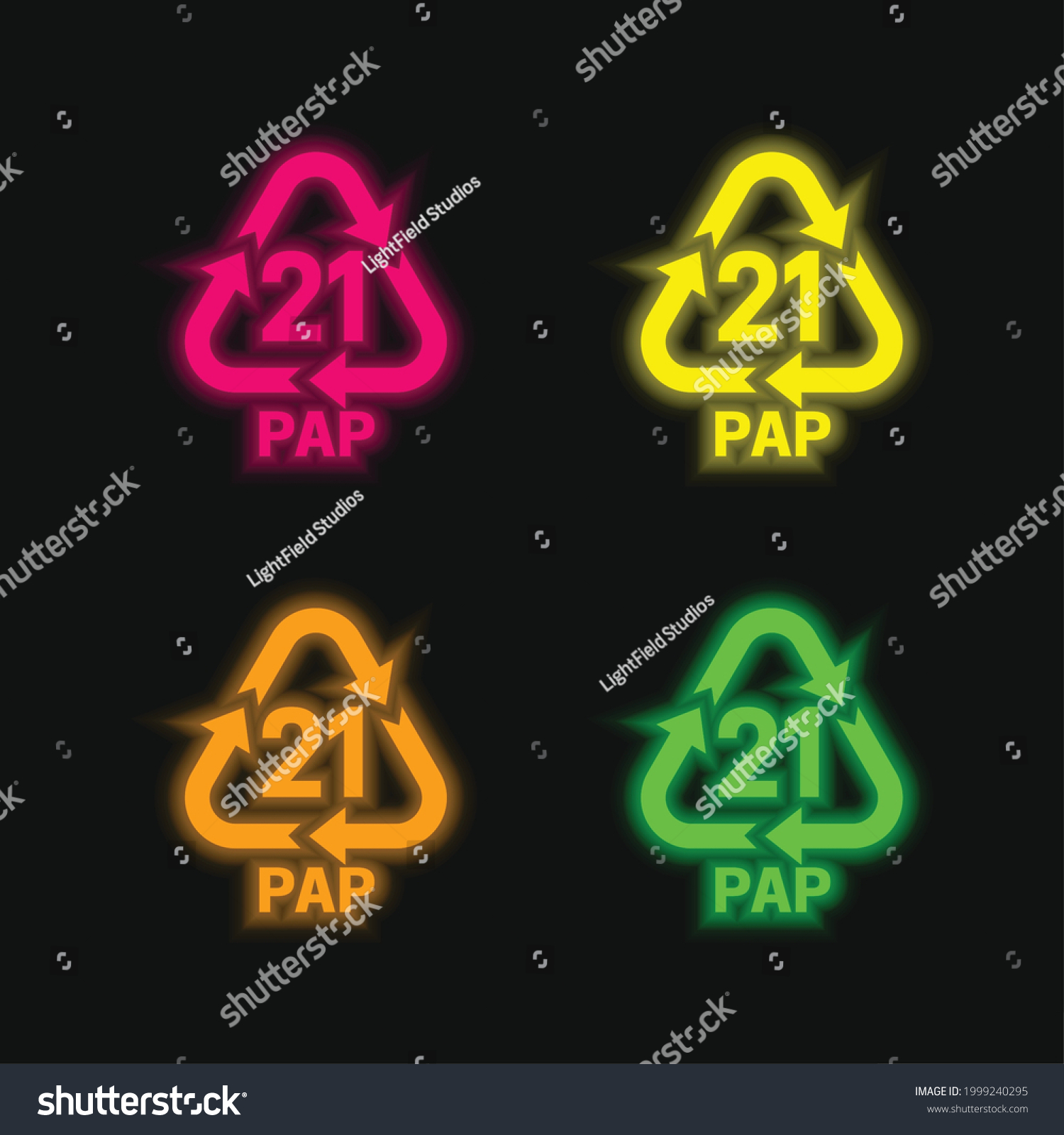 SVG of 21 PAP four color glowing neon vector icon svg