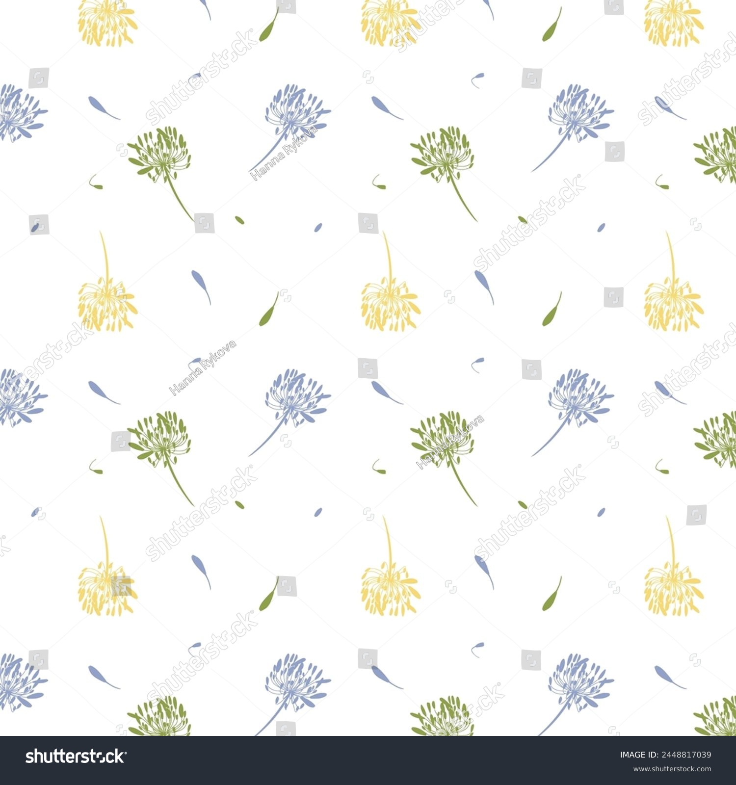SVG of  Pattern summer flowers vector drawing illustration. Flower Agapanthus for pattern, Floral pattern  svg