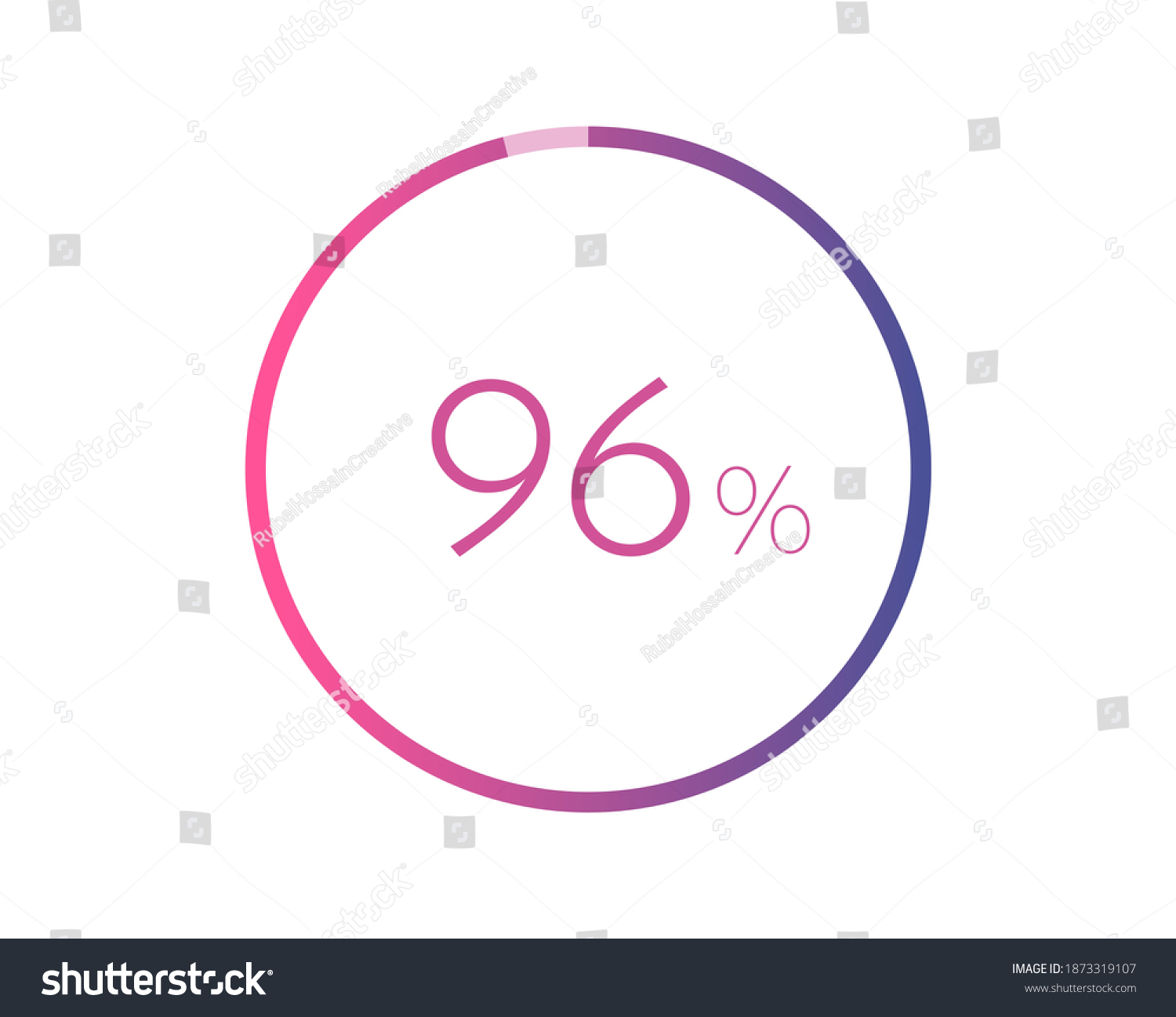 SVG of 96% percent circle chart symbol. 96 percentage Icons for business, finance, report, downloading svg