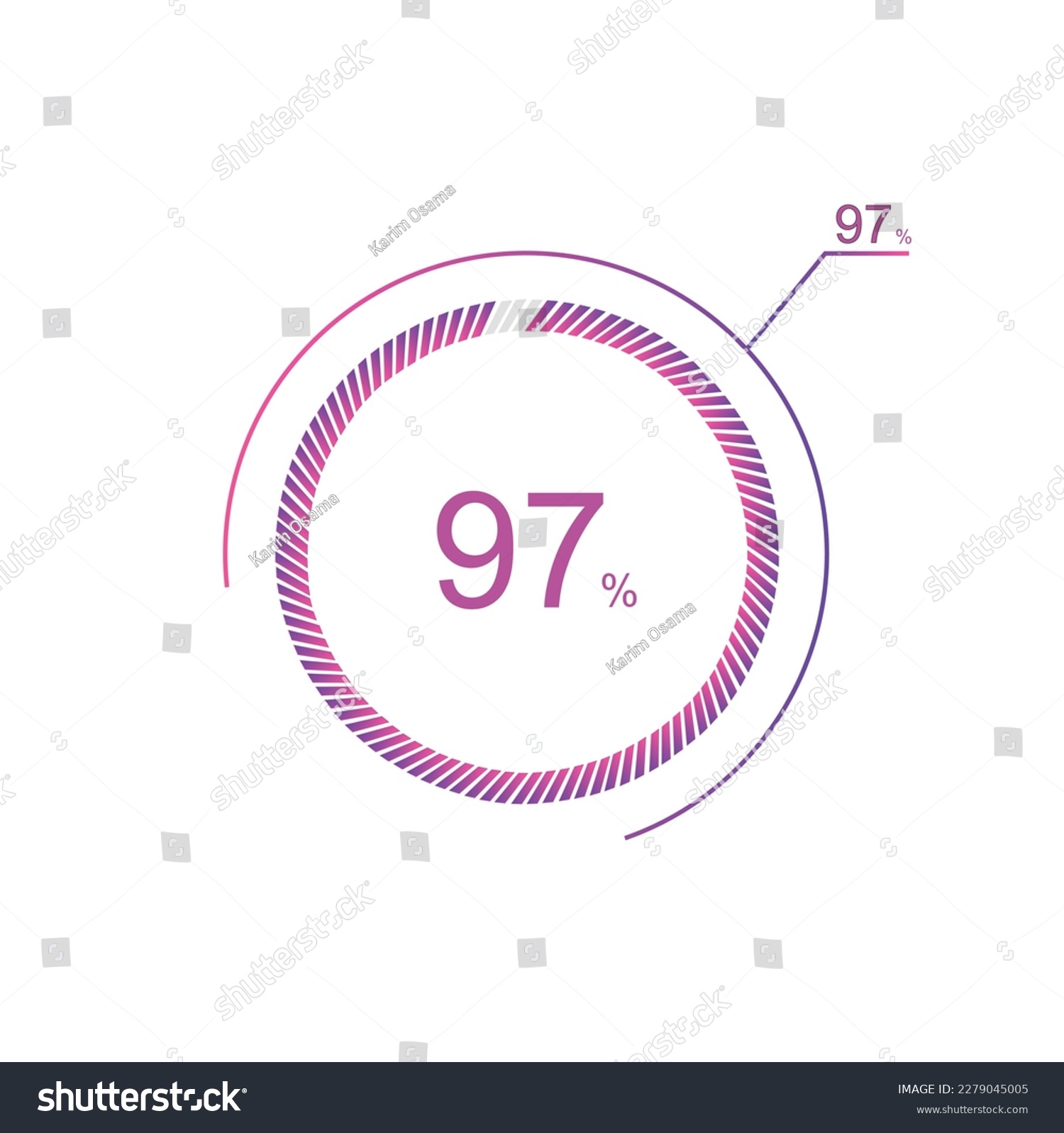 SVG of 97% percent circle chart symbol. 97 percentage Icons for business, finance, report, downloading. svg