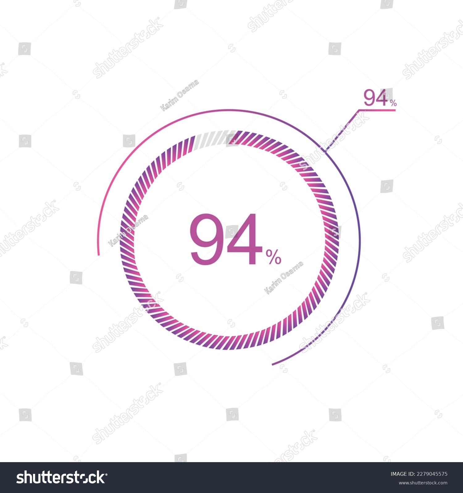 SVG of 94% percent circle chart symbol. 94 percentage Icons for business, finance, report, downloading. svg