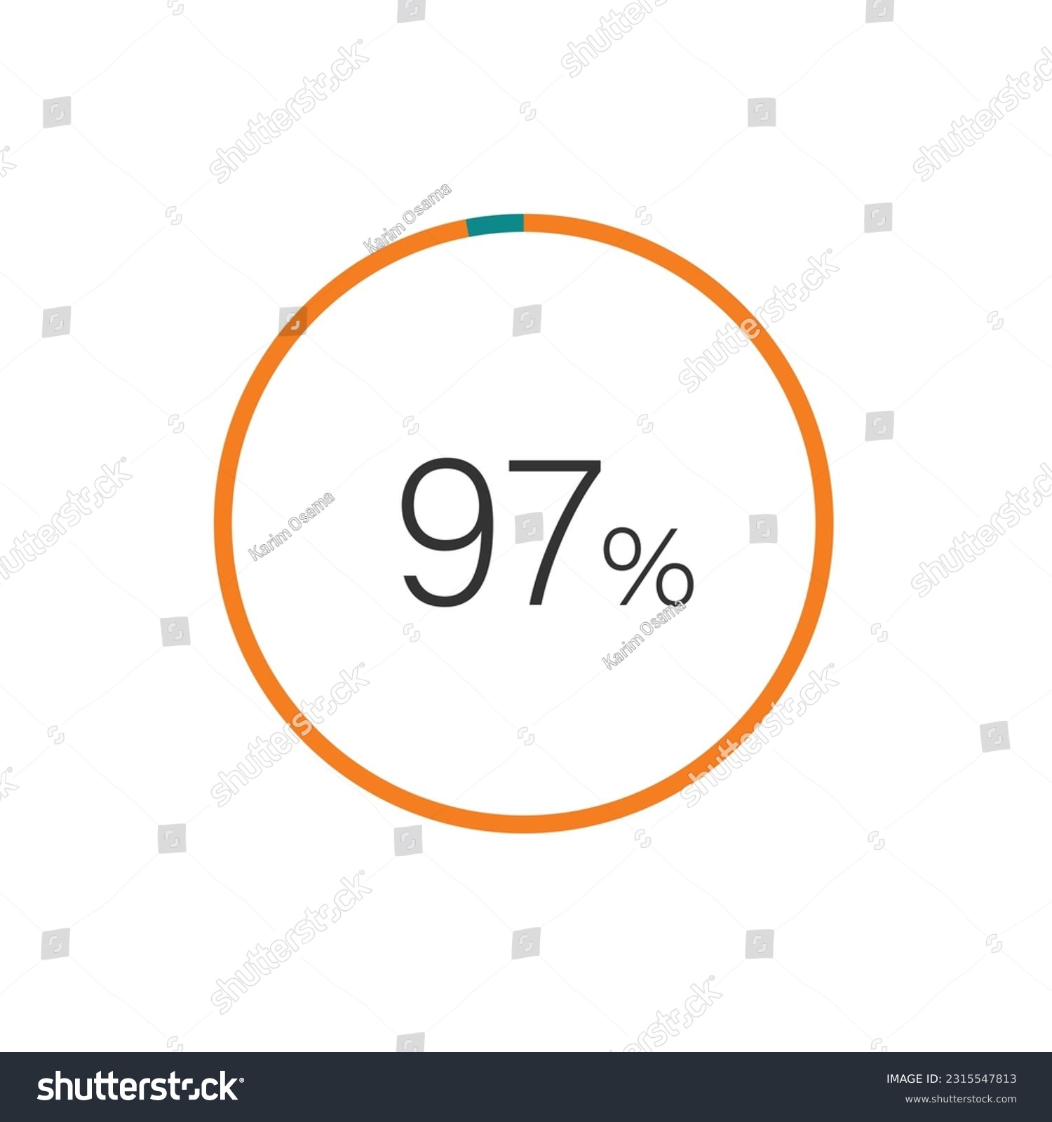 SVG of 97% percent circle chart symbol. 97 percentage Icons for business, finance, report, downloading. svg