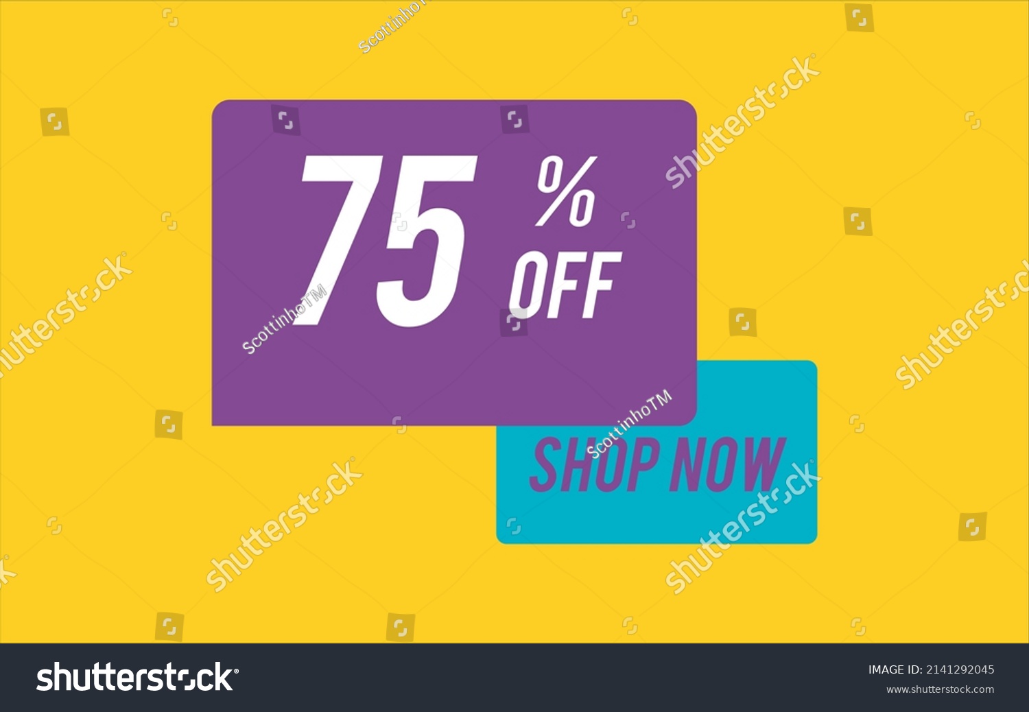 SVG of 75 percent. Discount for big sale shop now. yellow and purple background svg