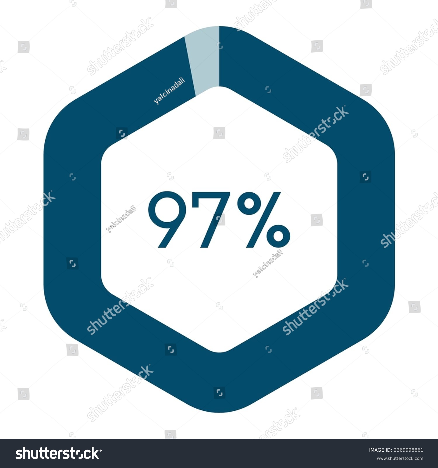 SVG of 97 percent hexagon shape percentage diagram vector illustration,infographic chart. svg