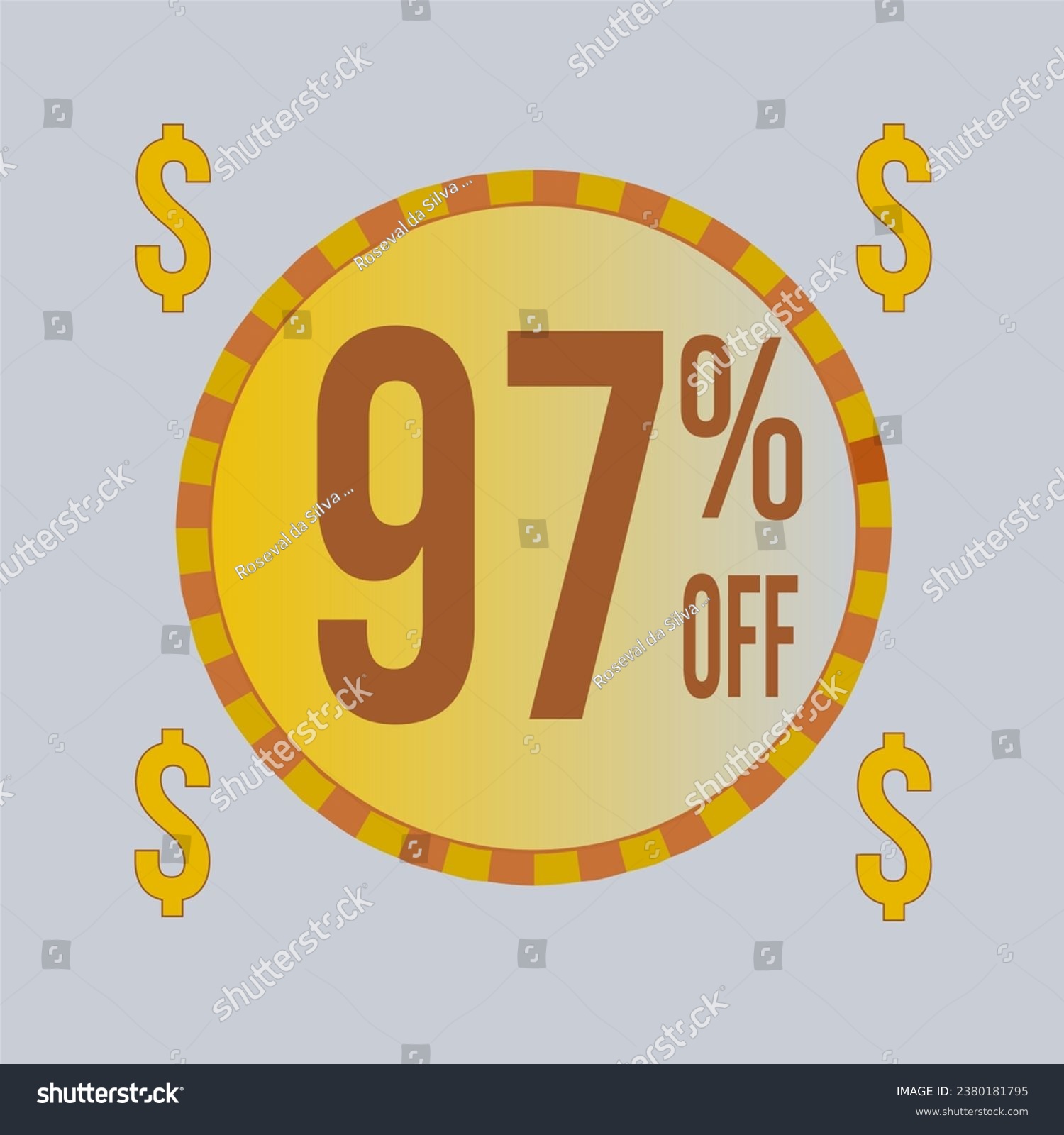 SVG of 97 percent off blue banner with yellow coin for promotions and offers. svg