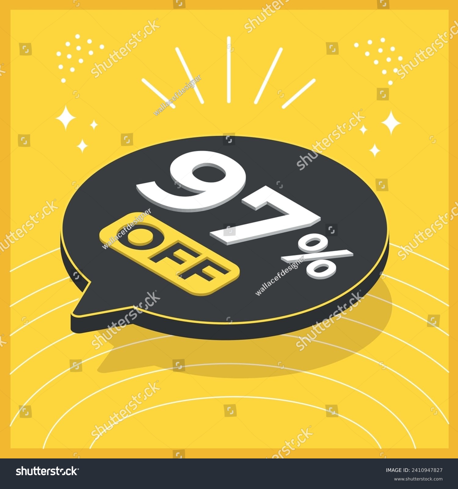 SVG of 97 percent off. 3D floating balloon with promotion for sales on yellow background svg