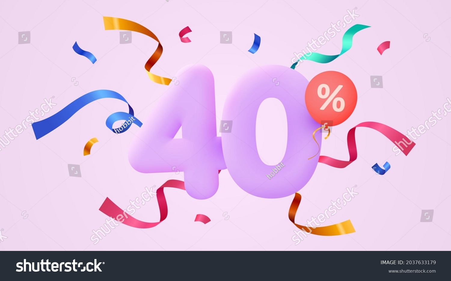 SVG of 40 percent Off. Discount creative composition. 3d sale symbol with decorative confetti. Sale banner and poster. Vector illustration. svg