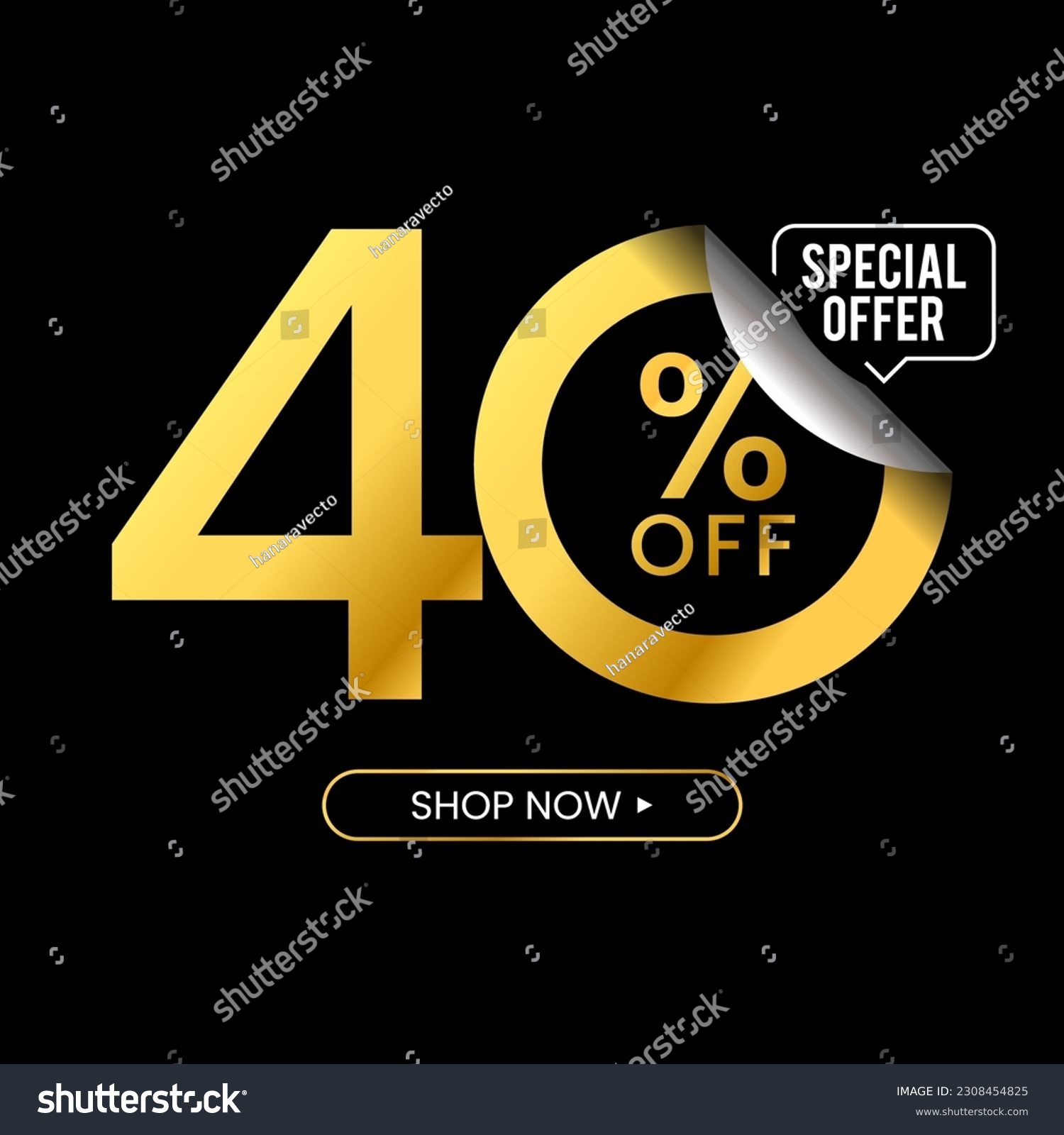 SVG of 40 Percent Off Discount. Golden Numbers With Percent Sign And Unique Zeros In Black Background. Special Offer. Vector Illustration svg