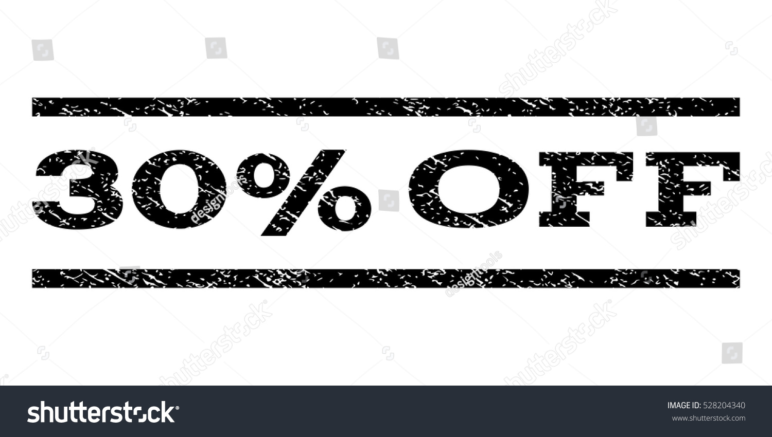SVG of 30 Percent Off watermark stamp. Text caption between horizontal parallel lines with grunge design style. Rubber seal black stamp with dirty texture. Vector ink imprint on a white background. svg