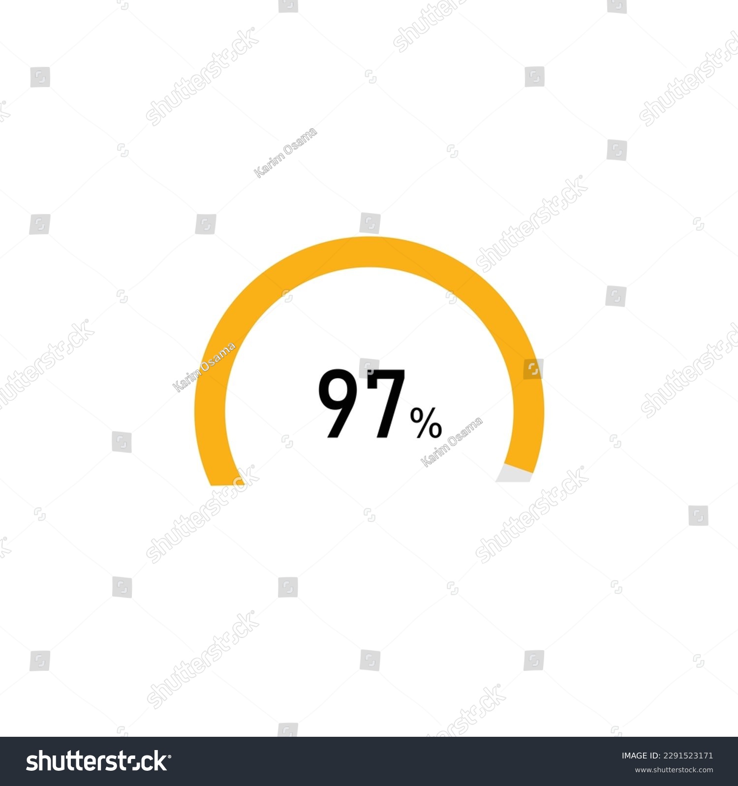 SVG of 97 percent,semicircle shape percentage diagram symbol,transparent background. svg