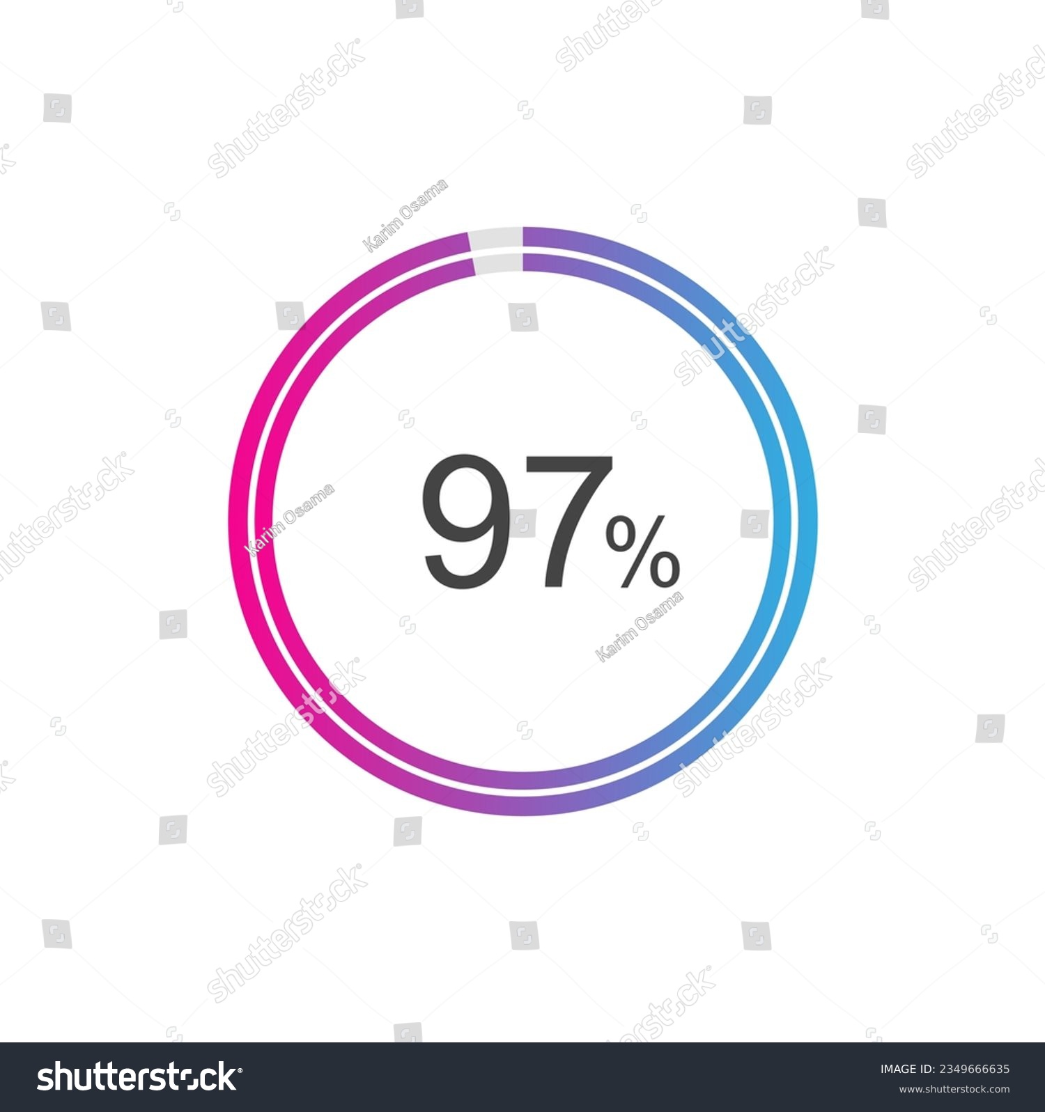 SVG of 97 percent Update or loading symbol, 97% Circle loading icon template. svg