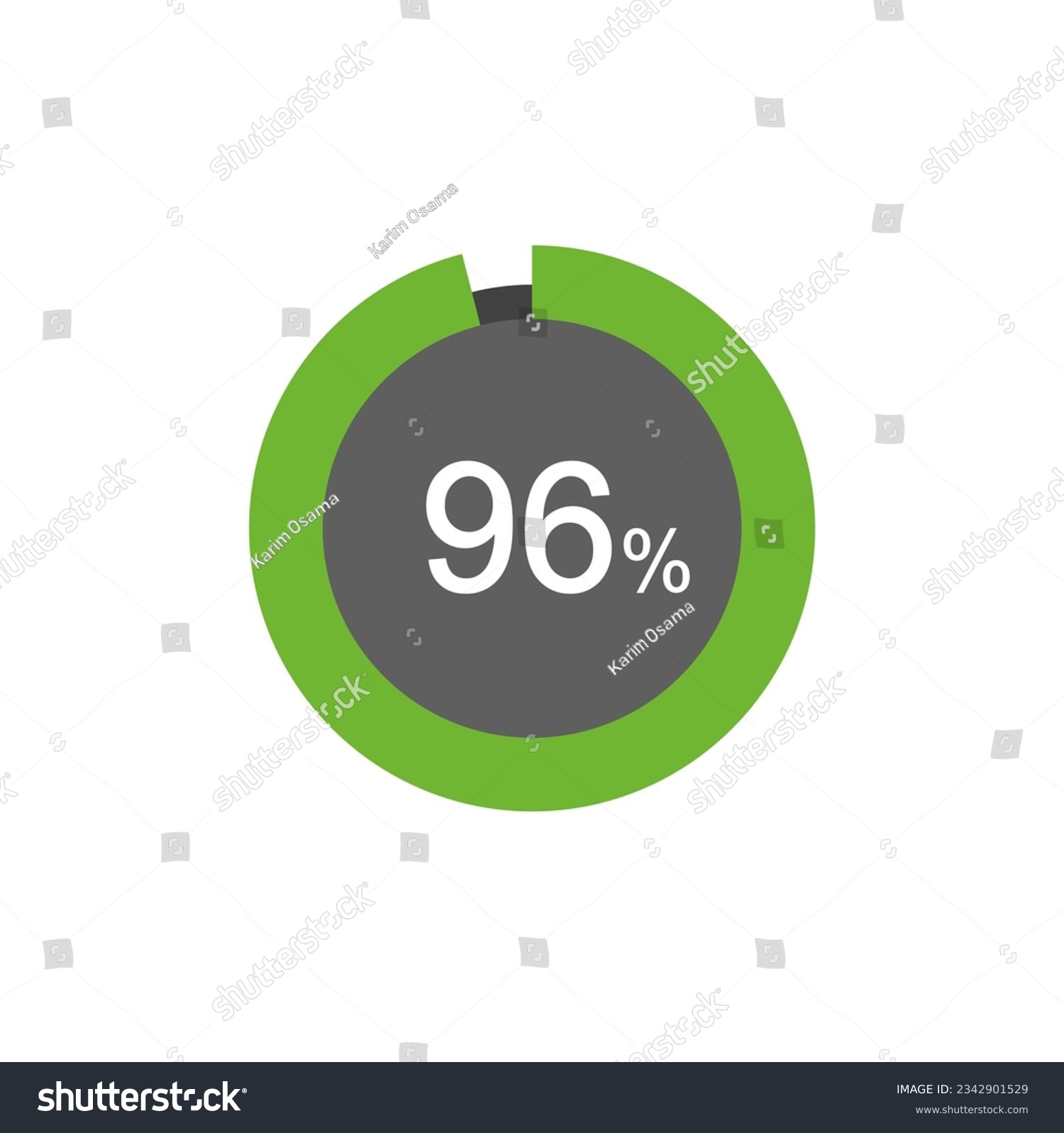 SVG of 96% percentage infographic circle icons, 96 percents pie chart infographic elements. svg