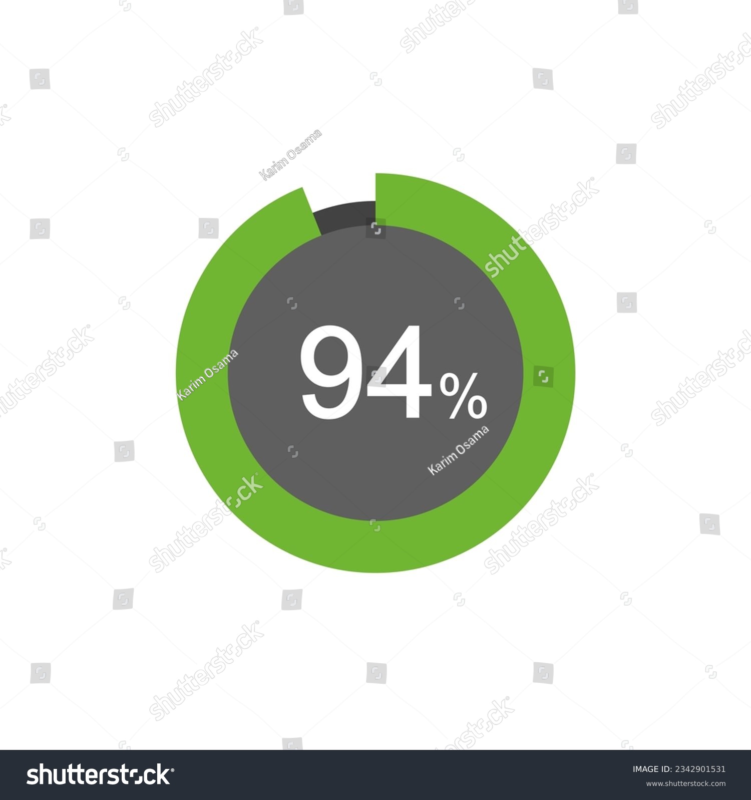 SVG of 94% percentage infographic circle icons, 94 percents pie chart infographic elements. svg