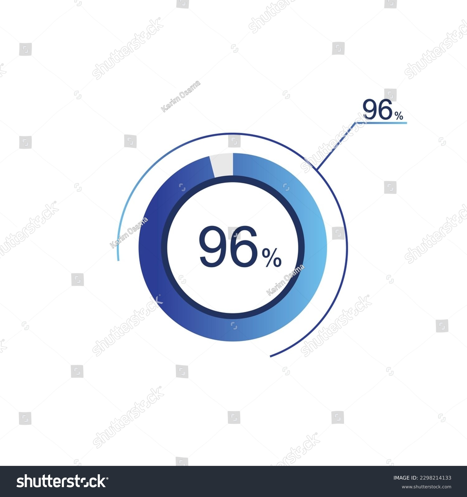 SVG of 96% percentage infographic circle icons, 96 percents pie chart infographic elements for Illustration, business, web design. svg