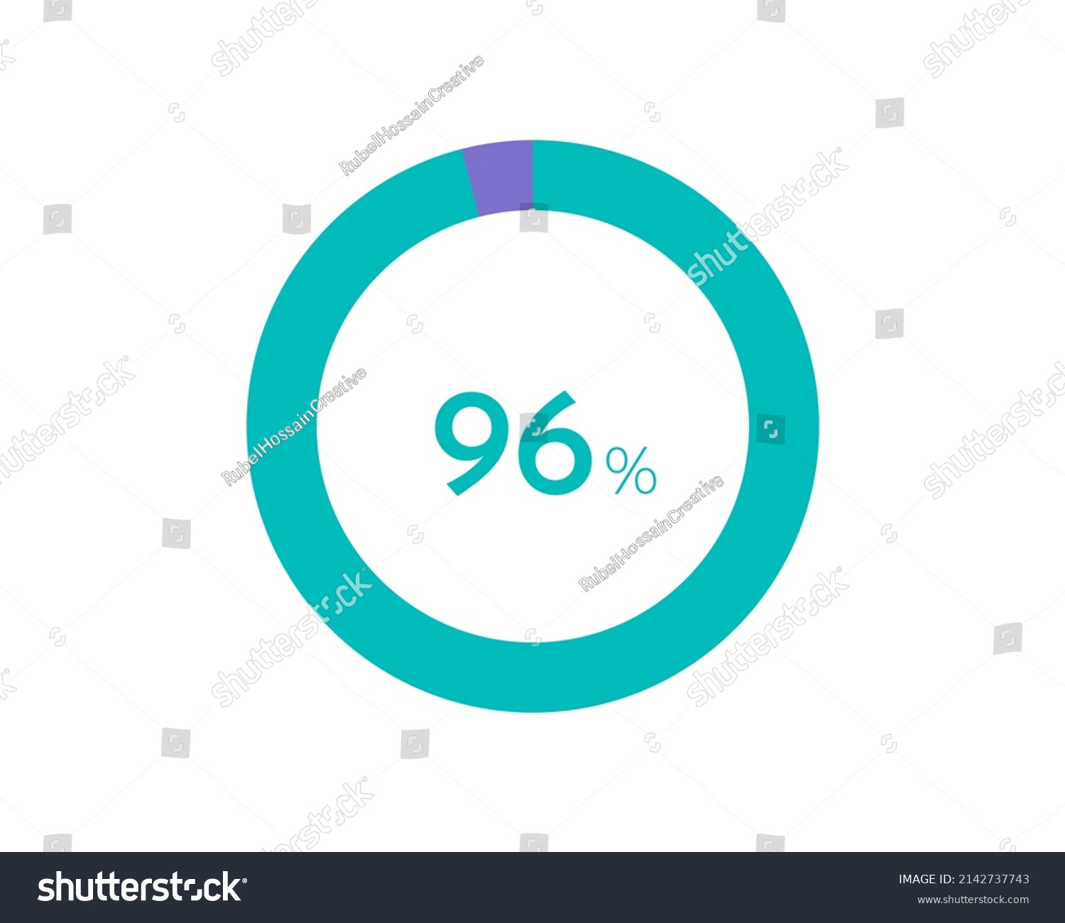 SVG of 96 Percentage pie diagrams on the white background, pie chart for Your documents, reports, 96% circle percentage diagrams for infographics svg
