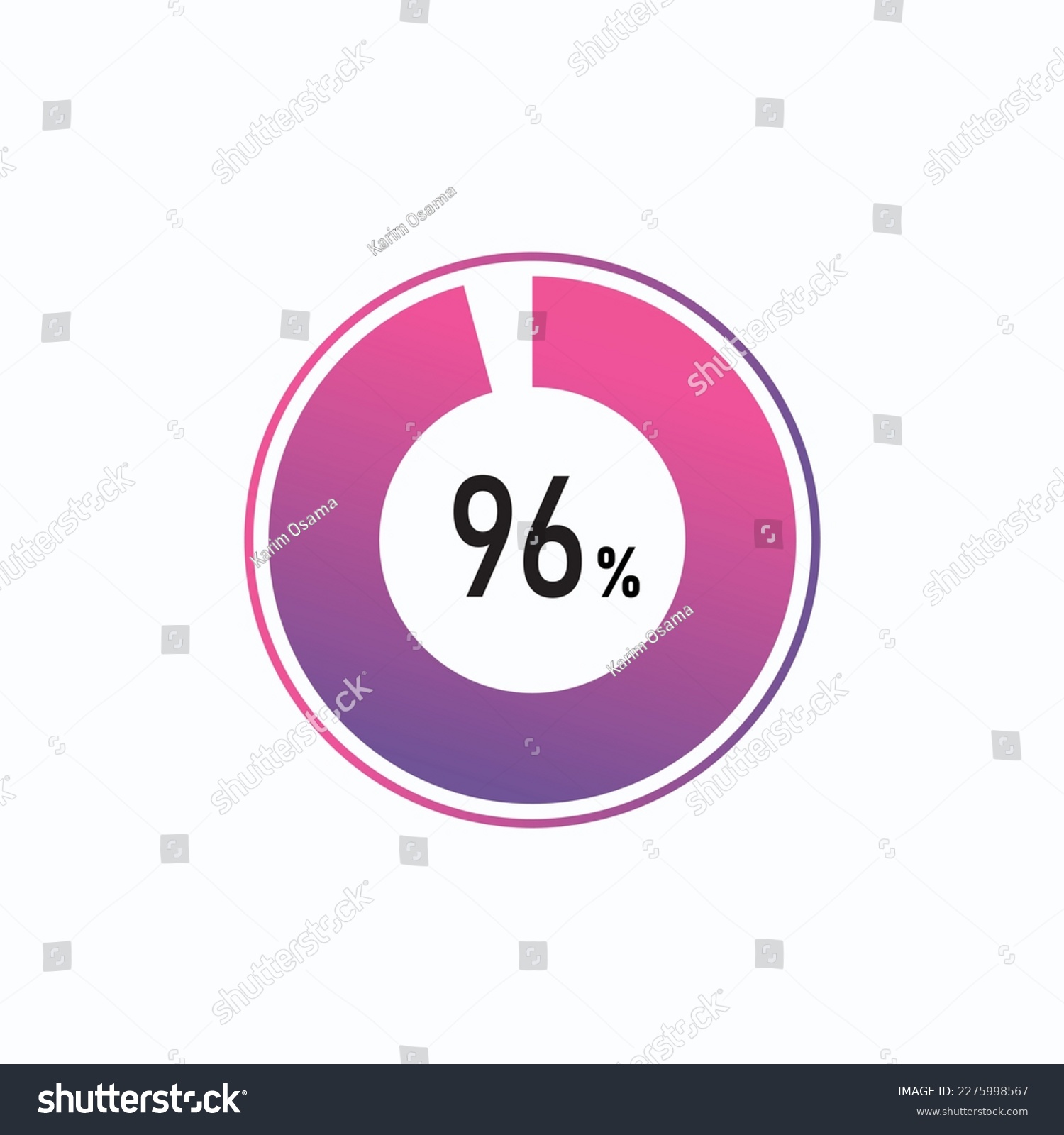 SVG of 96 percents pie chart infographic elements. 96% percentage infographic circle icons for download, illustration, business, web design. svg