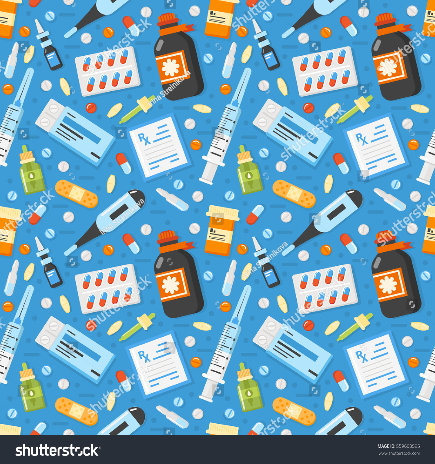 Pharmacy Pattern Medical Elements Vector Illustration Stock Vector ...