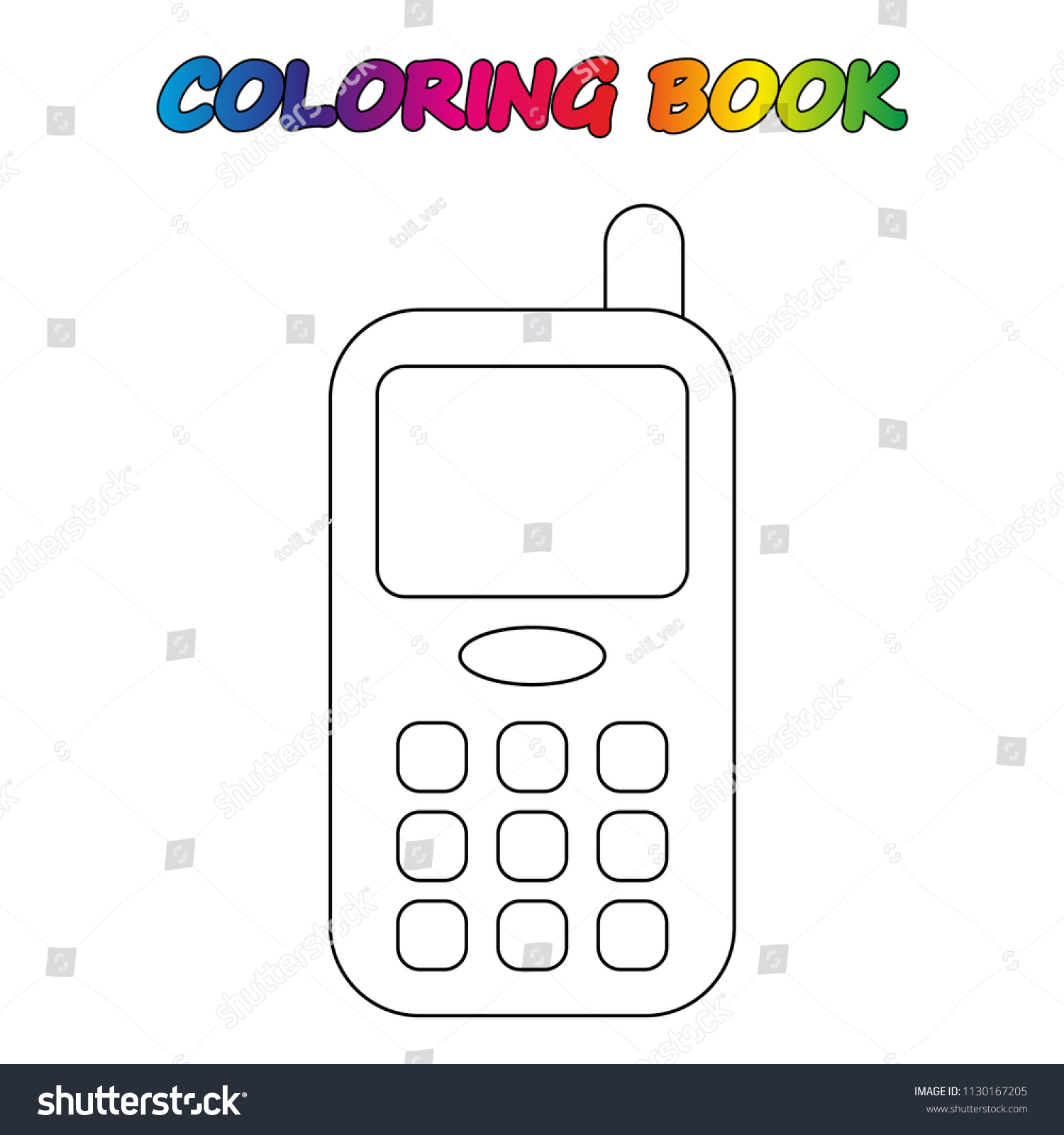 Phone Coloring Book Coloring Page Educate Stock Vector (Royalty Free