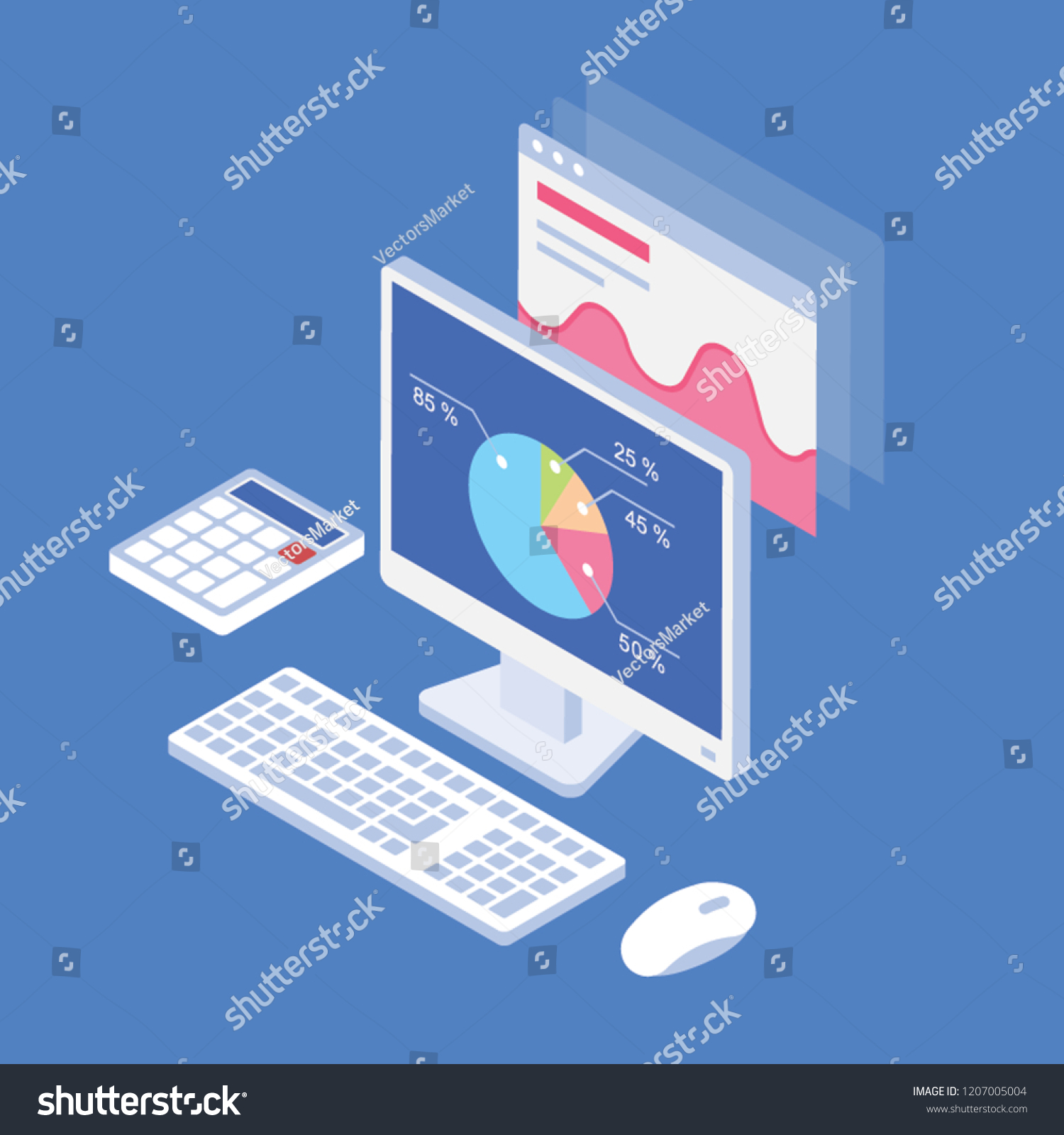 Pie Chart Inside Computer Known Online Stock Vector (Royalty Free ...