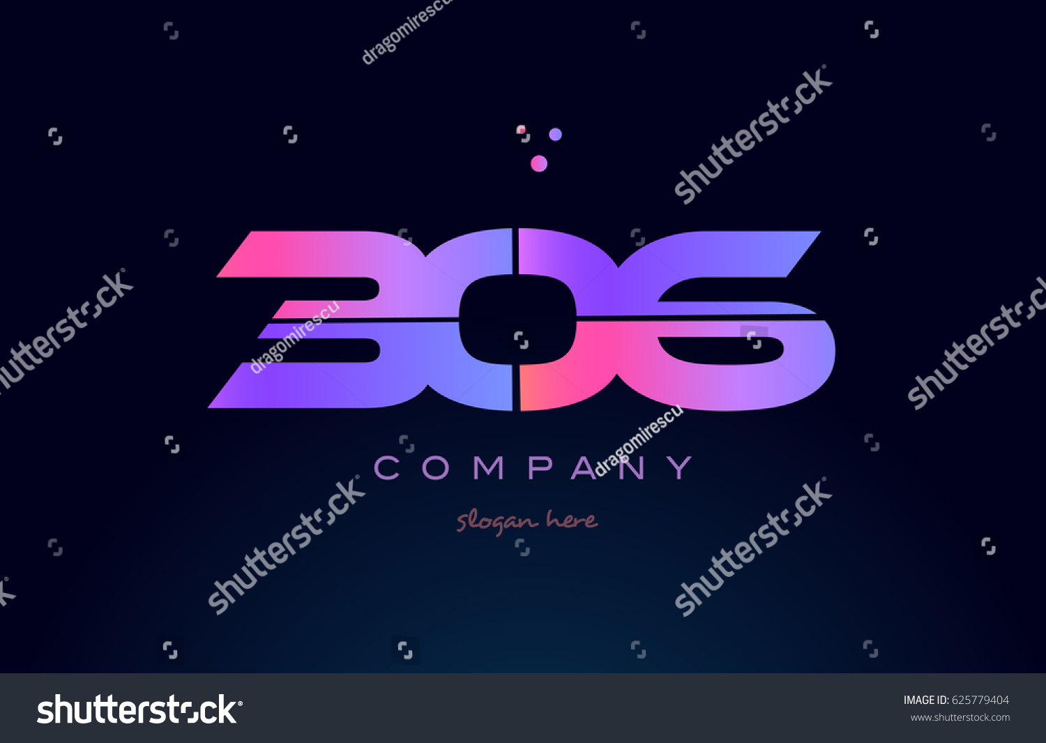 SVG of 306 pink blue purple number digit numeral dots creative company logo vector icon design template svg