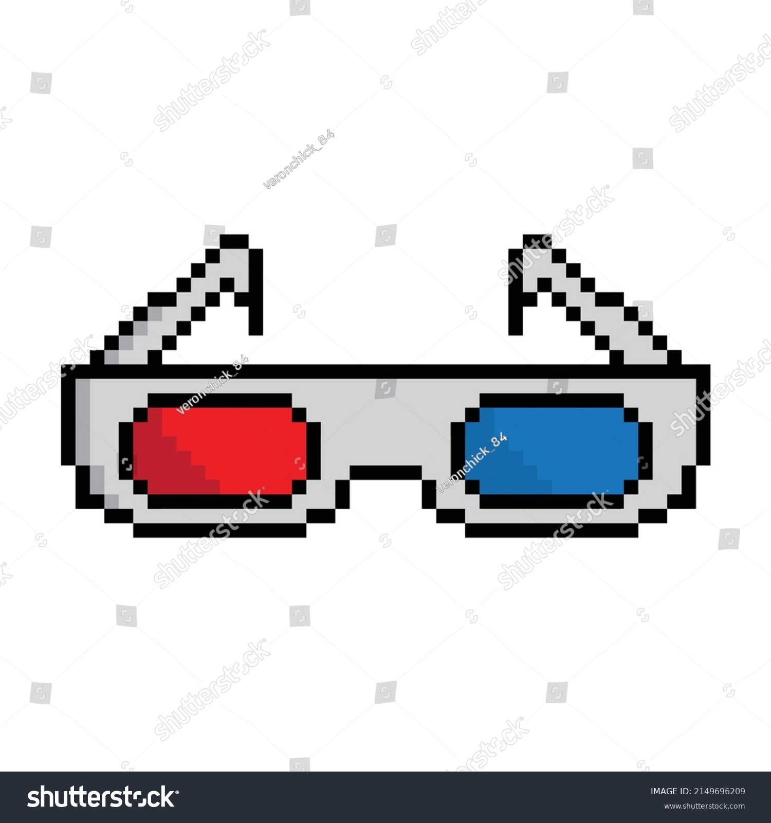 Pixel 3d Glasses Icon Vector Eyeglasses Stock Vector Royalty Free 2149696209 Shutterstock 1758