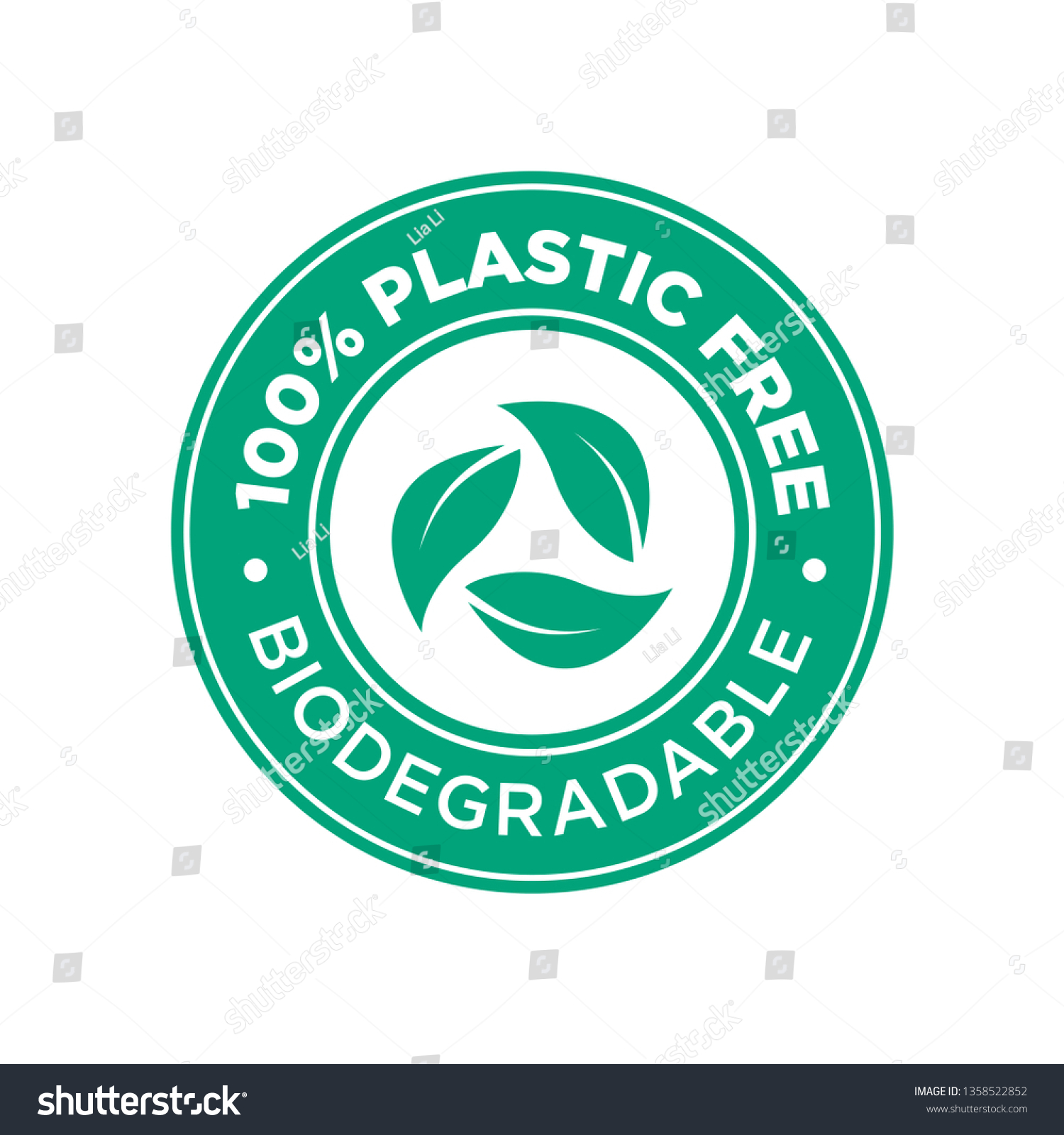 SVG of 100% Plastic free. Biodegradable icon. Round and green symbol. svg