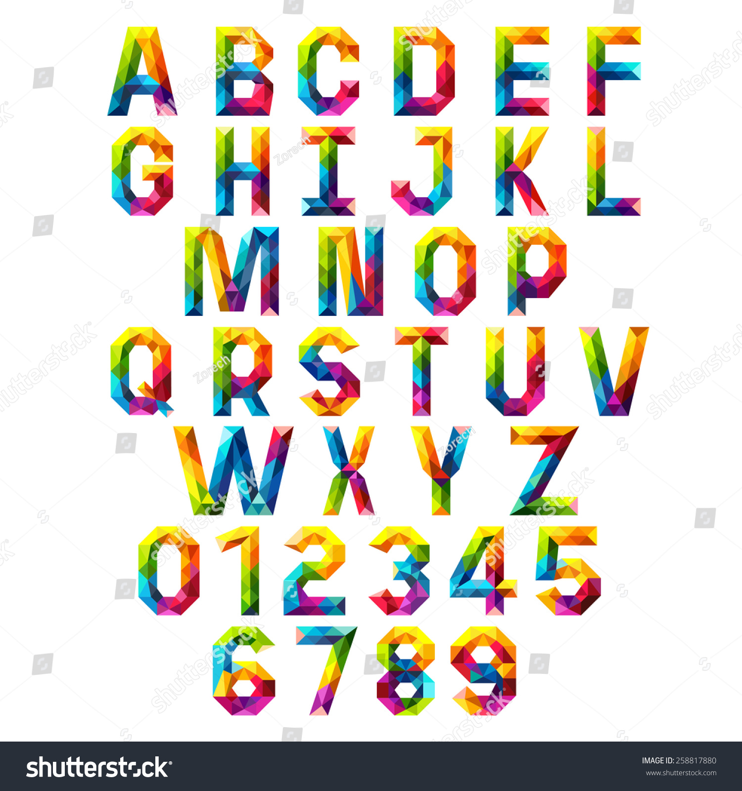 Polygon Alphabet Colorful Font Style For Web And Mobile Application ...