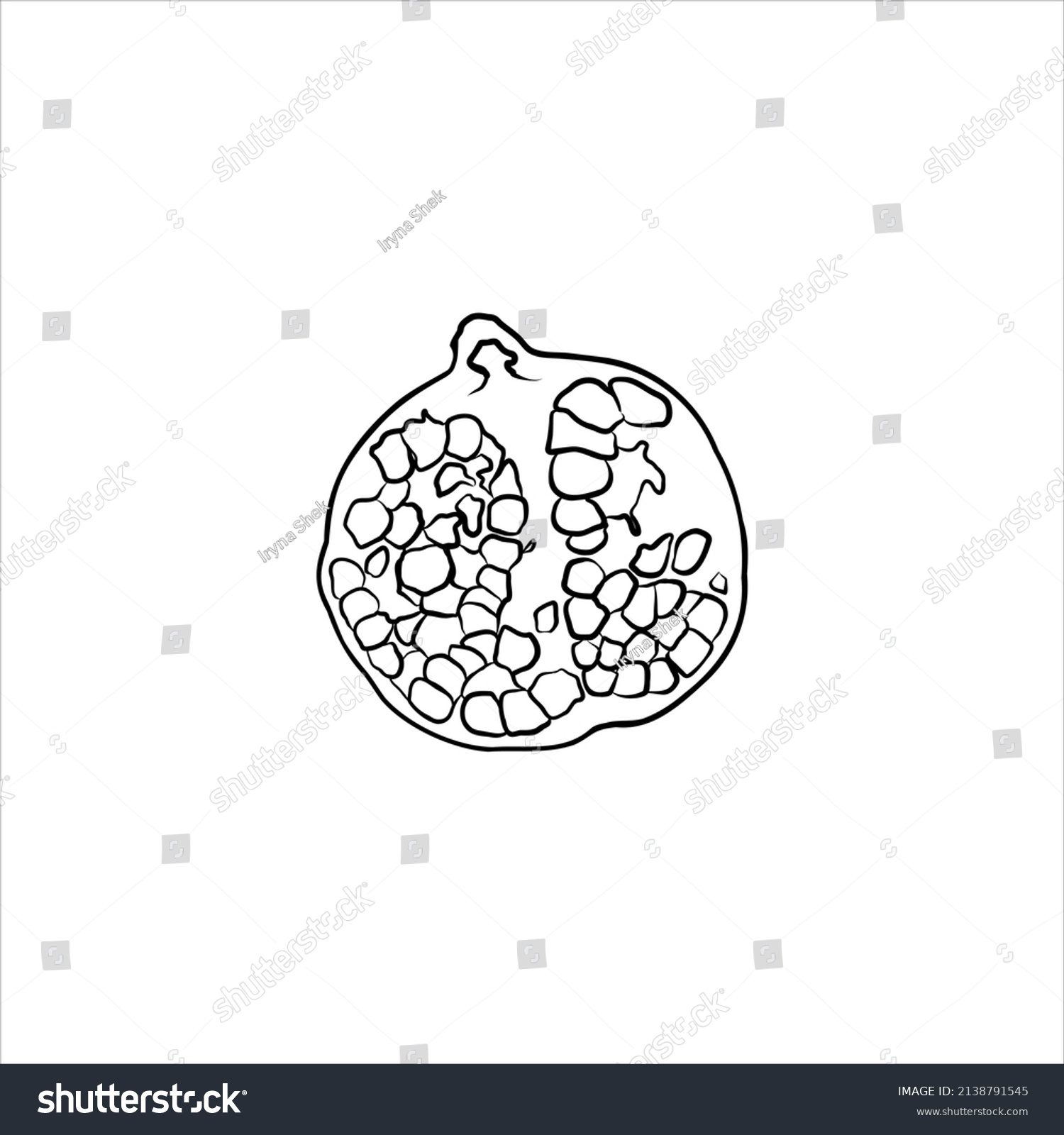 Pomegranate Linear Vector Illustration Outline Isolated Stock Vector ...