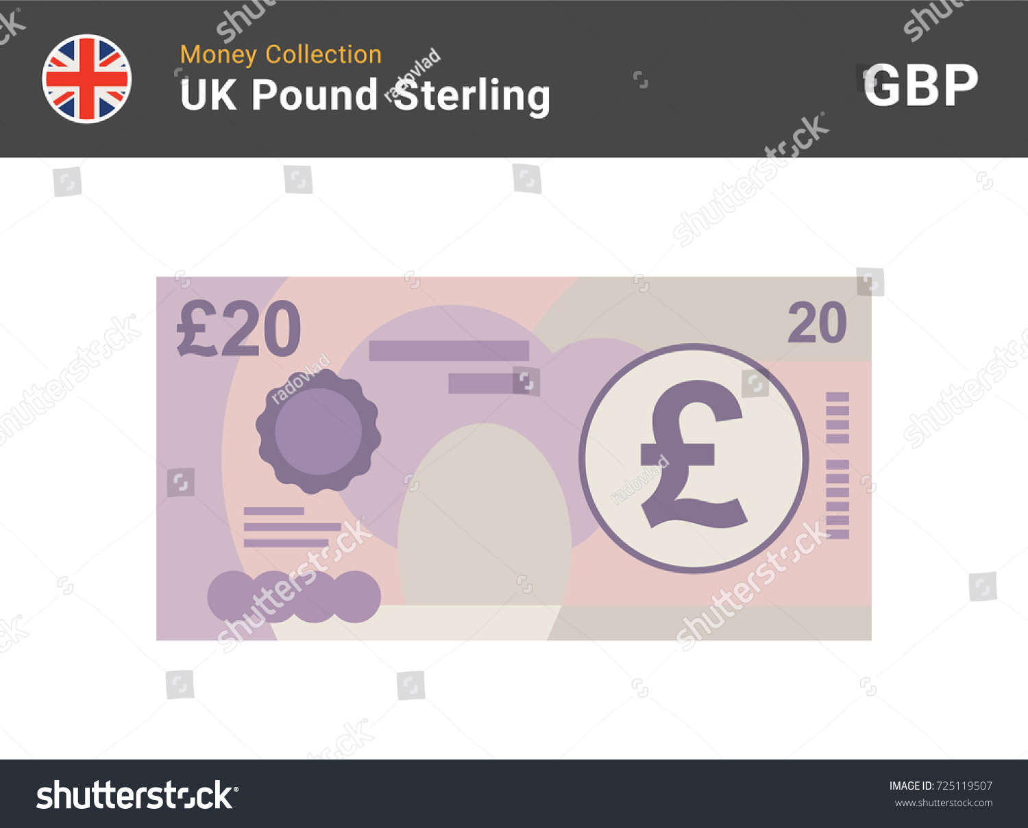 ポンドの紙幣 イギリスのお金 通貨 ベクターイラスト のベクター画像素材 ロイヤリティフリー