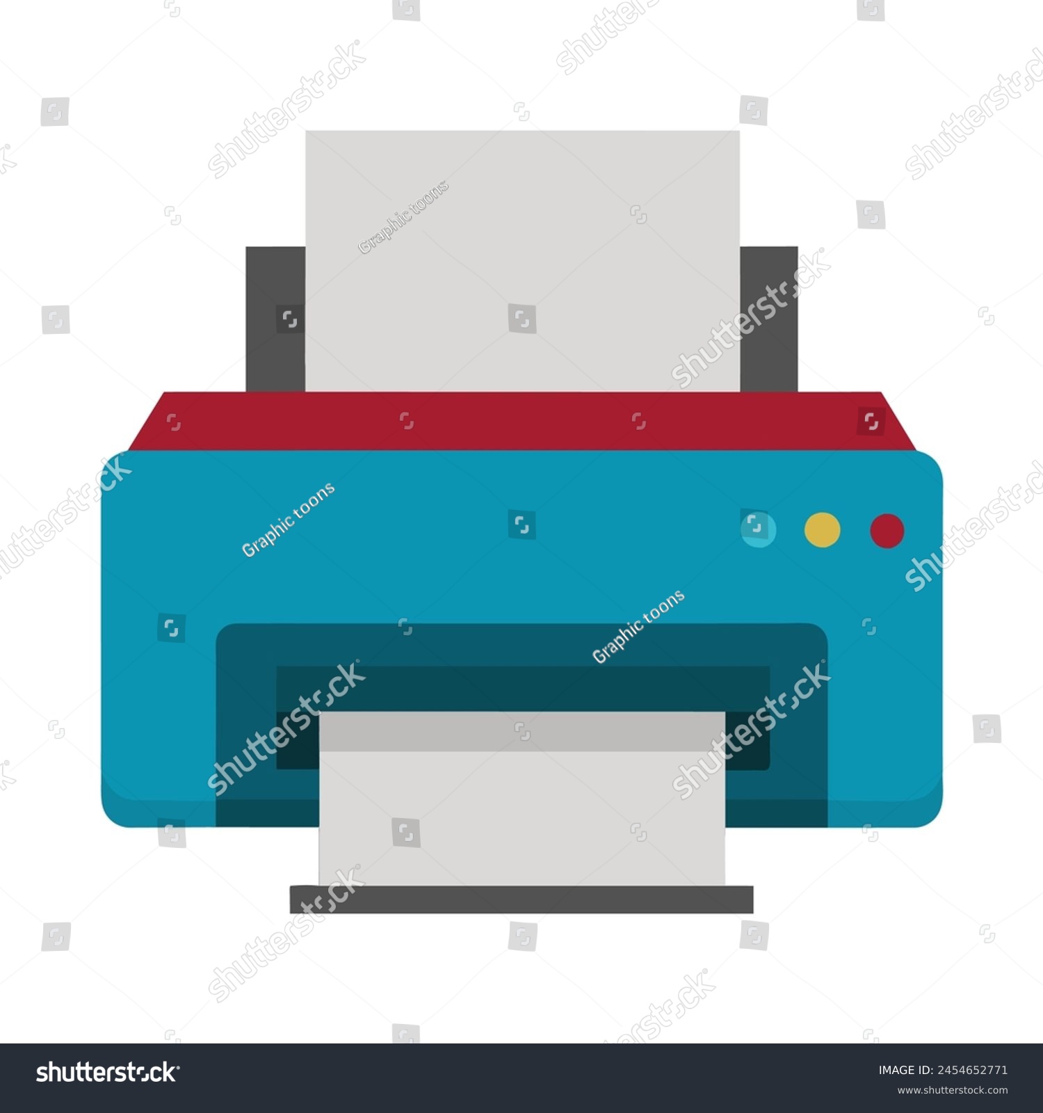 blue printer with red top, flat design clip art preview