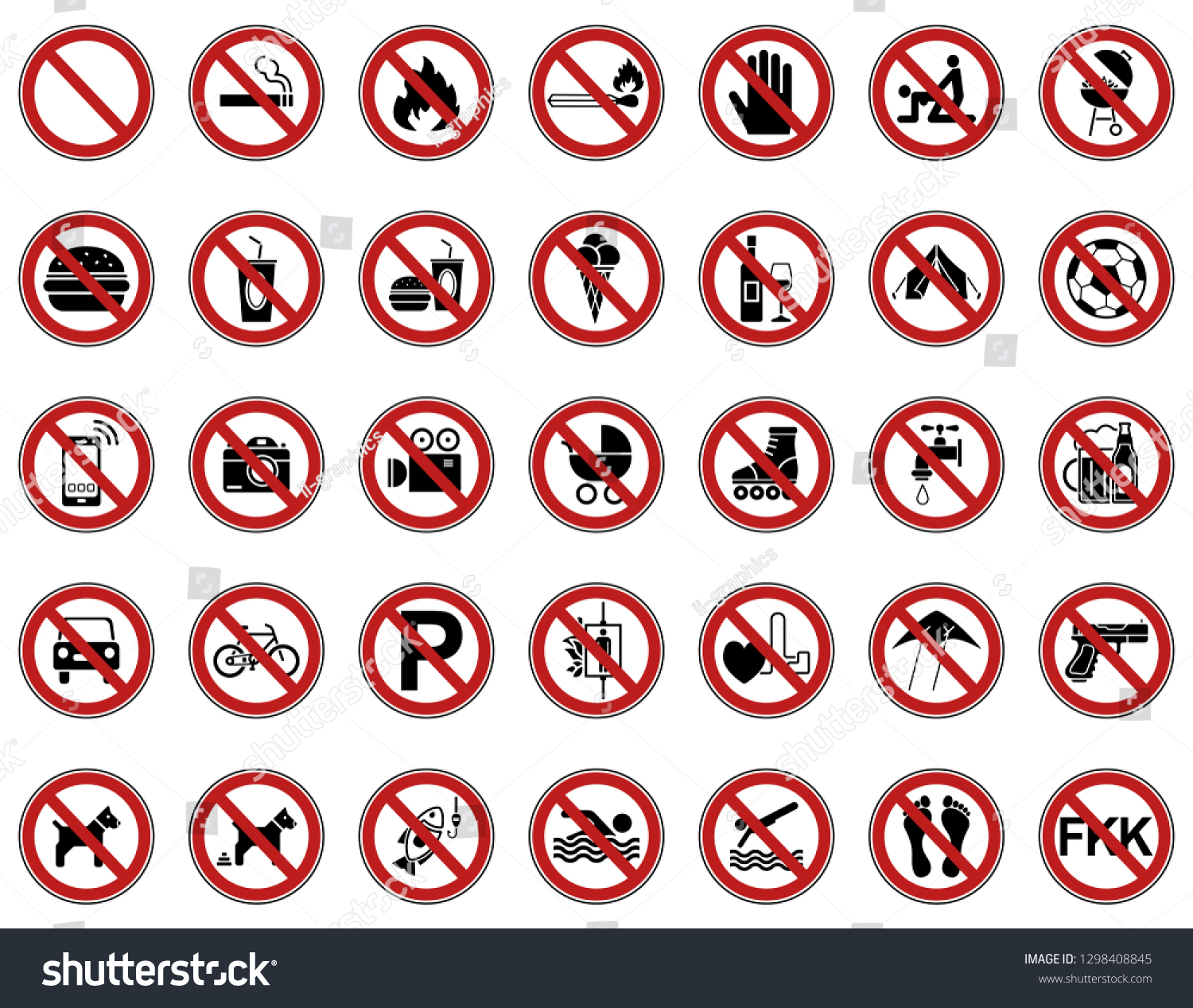 35 Prohibition Warning Signs Iconset Icons Stock Vector (Royalty Free ...