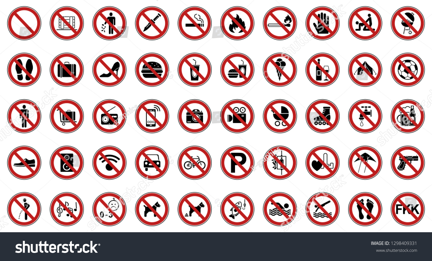 50 Prohibition Warning Signs Iconset Icons Stock Vector (Royalty Free ...